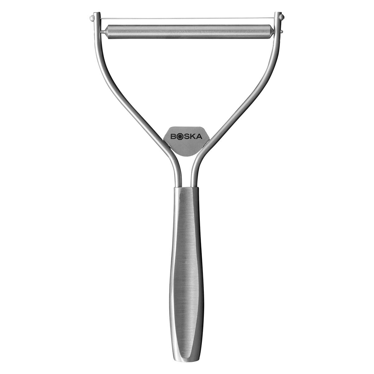 Boska Monaco Cheese Slicer with Wire - Premium Handheld Cheese Cutter for Hard & Soft Cheeses - Non-Stick Silver Blade with 3 Replacement Wires - Dishwasher Safe Kitchen Tool - Perfect for Entertaining, Charcuterie Boards & Gourmet Cooking