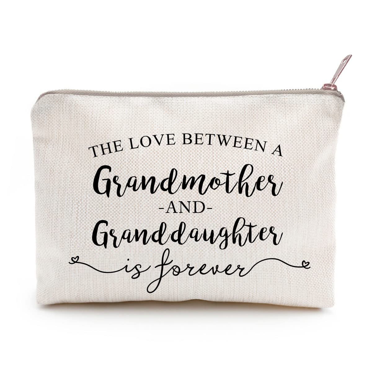 Best Grandma Gift - Heartfelt Makeup Bag for Granddaughter Birthday, Mother's Day - Forever Love Between Grandmother & Granddaughter - Perfect for Travel, Cosmetics Storage & Special Occasions