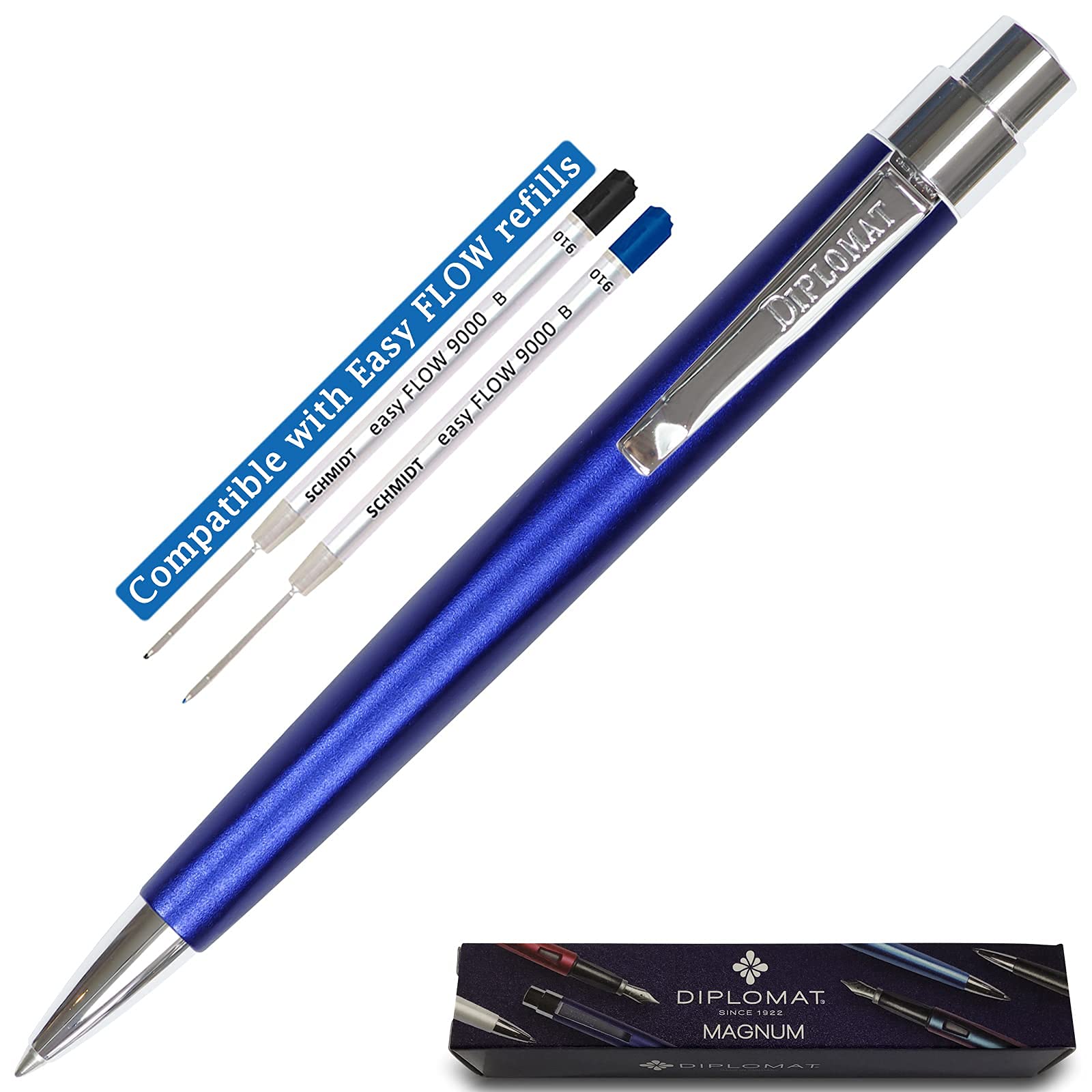 Diplomat Magnum Indigo Blue Fountain Pen Set - Premium Writing Instrument for Professionals & Students - Perfect for Office, School & Gift Giving