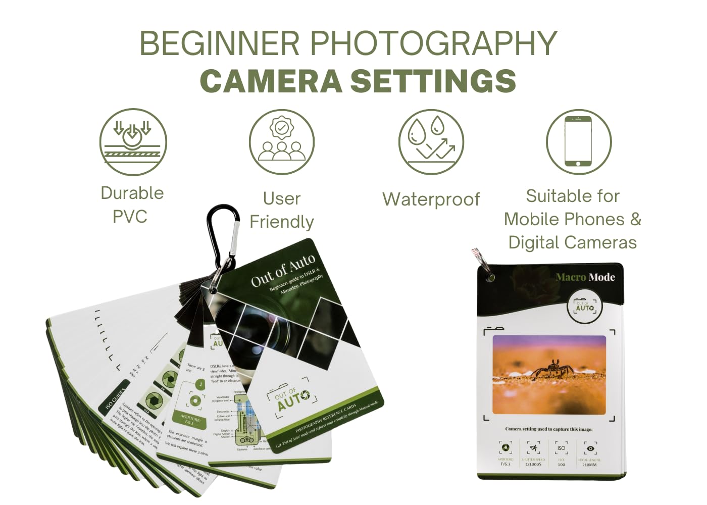 DSLR Photography Cheat Sheet Cards - Quick Reference Guide for Manual Mode Settings on Nikon, Sony & Canon Cameras - Essential Camera Accessories for Beginners - Perfect for Outdoor, Travel & Studio Photography