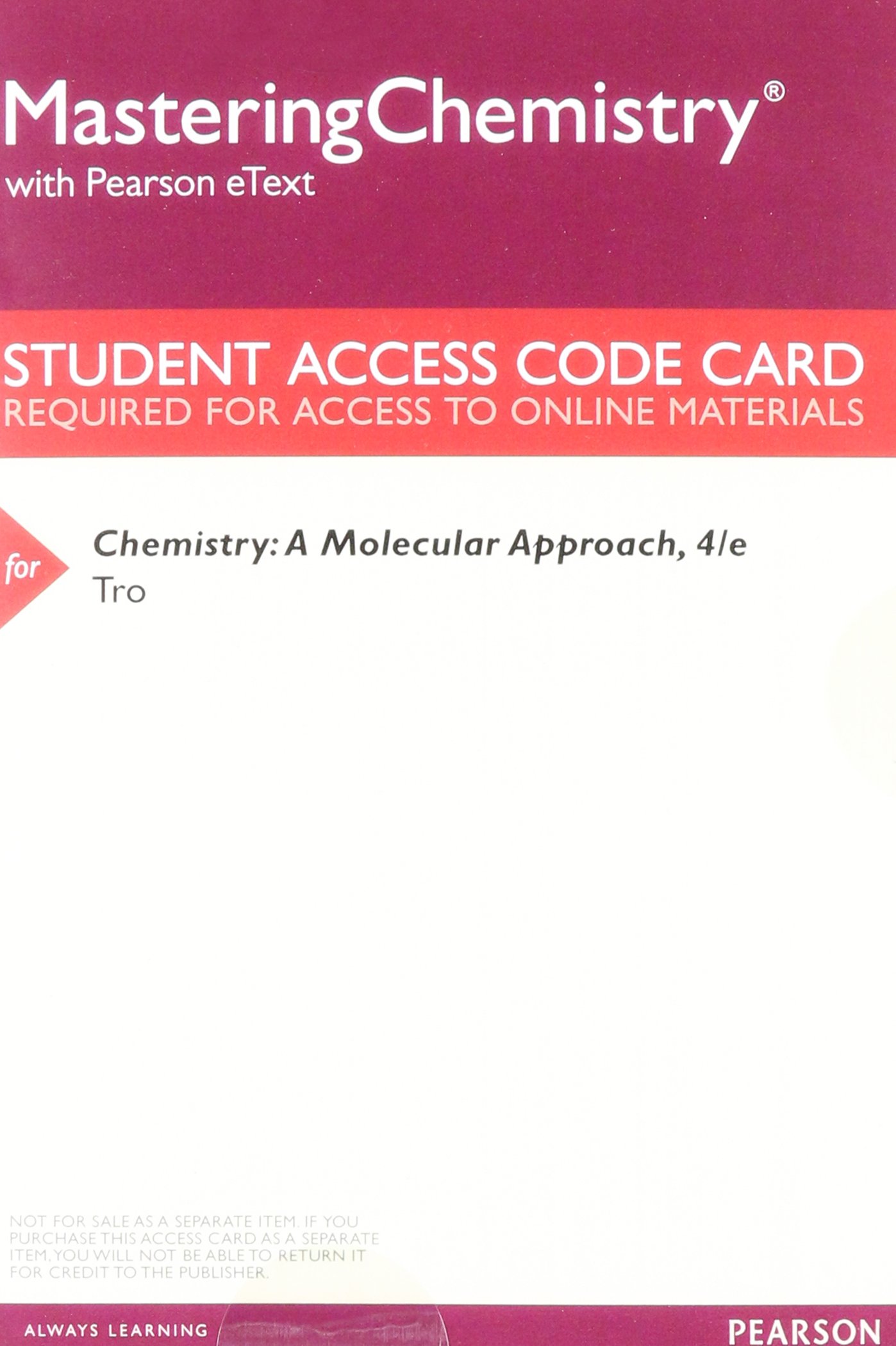 Chemistry: A Molecular Approach 4th Edition - Loose-Leaf Textbook with Mastering Chemistry & Pearson eText Access Card - Perfect for College Students & Chemistry Majors - Ideal for Lab Studies & Exam Preparation