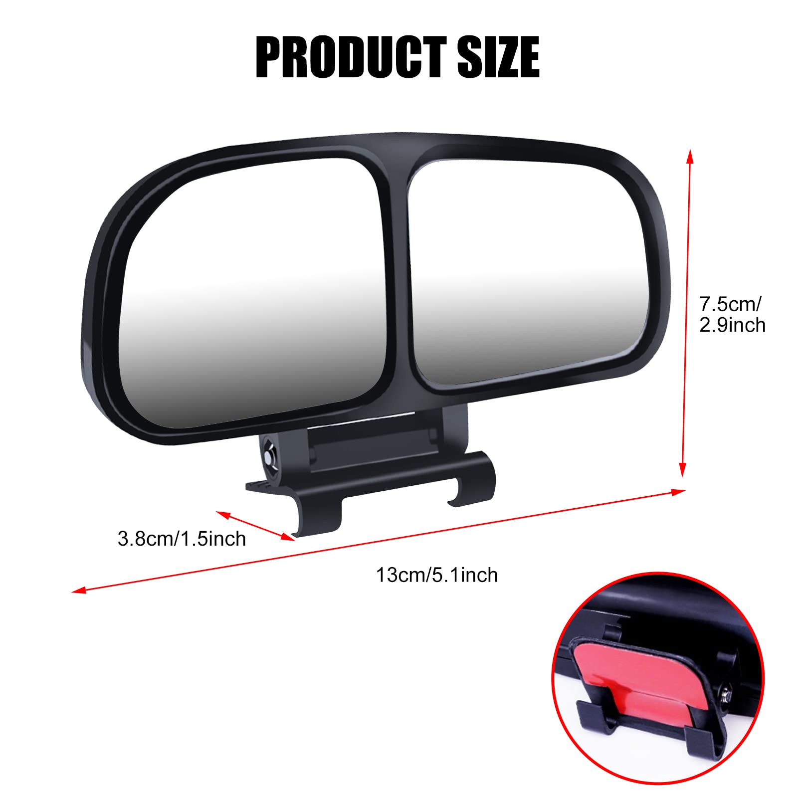 HD Wide Angle Car Blind Spot Rearview Mirror - 360° Adjustable Glass Auxiliary Mirror for Enhanced Side & Rear Visibility - Perfect for Parking, Lane Changing & Safe Driving