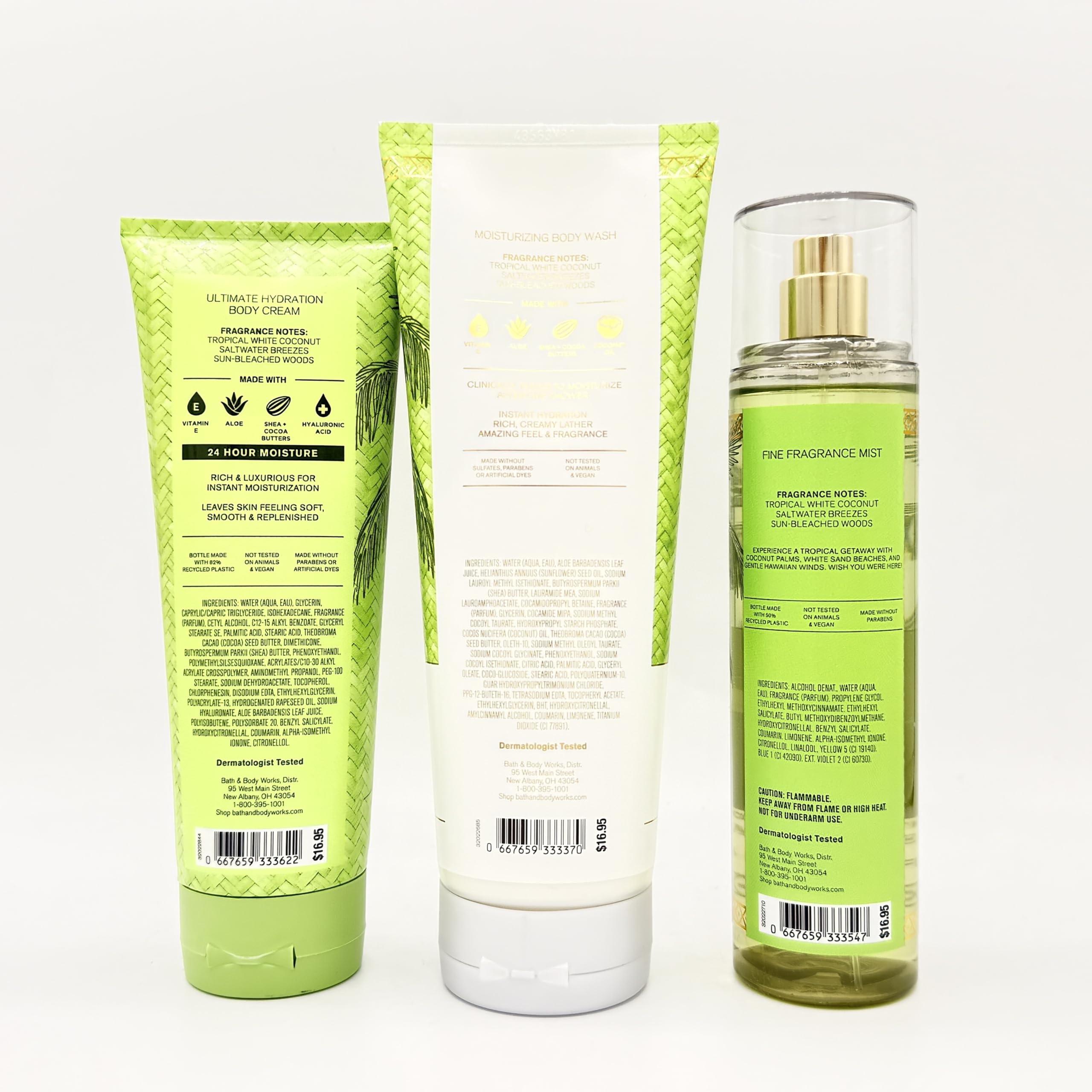Wai-kiki Beach Coconut 3-Piece Bath Set | Hydrating Body Lotion, Moisturizing Shower Gel & Refreshing Body Mist for Dry Skin - Perfect for Spa Day, Gift Sets & Tropical Vacation Self Care