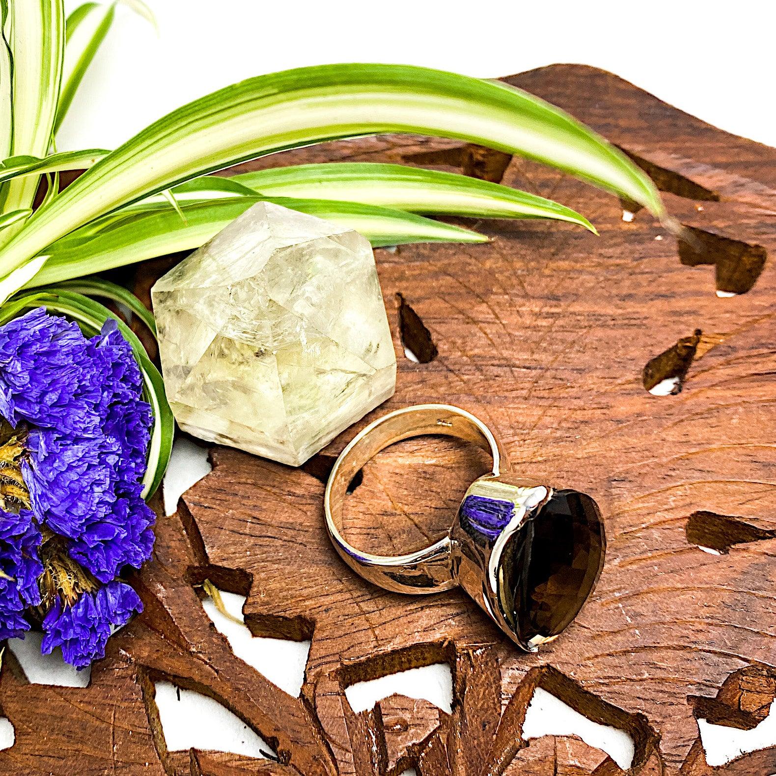 Natural Smokey Quartz Checkerboard Faceted Teardrop Pendant Necklace - 9.5mm Gemstone Jewelry for Women | Perfect for Meditation, Energy Healing & Boho Fashion