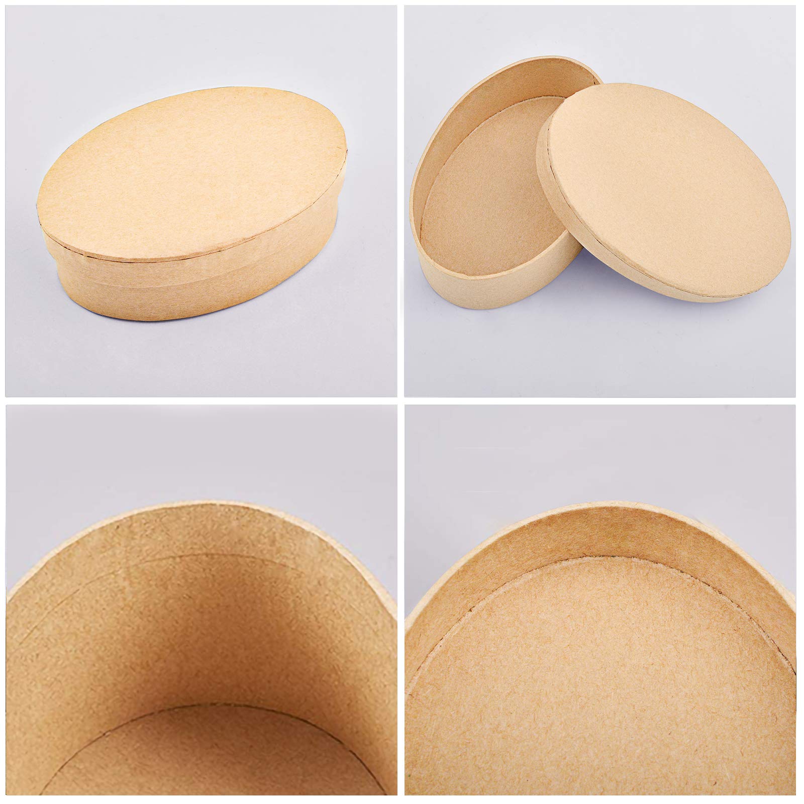 WANDIC Set of 5 Oval Mini Kraft Paper Mache Boxes with Lids - Perfect for Crafting, Jewelry Storage, Cosmetics & Home Organization - Great for DIY Projects, Gift Wrapping & Party Favors