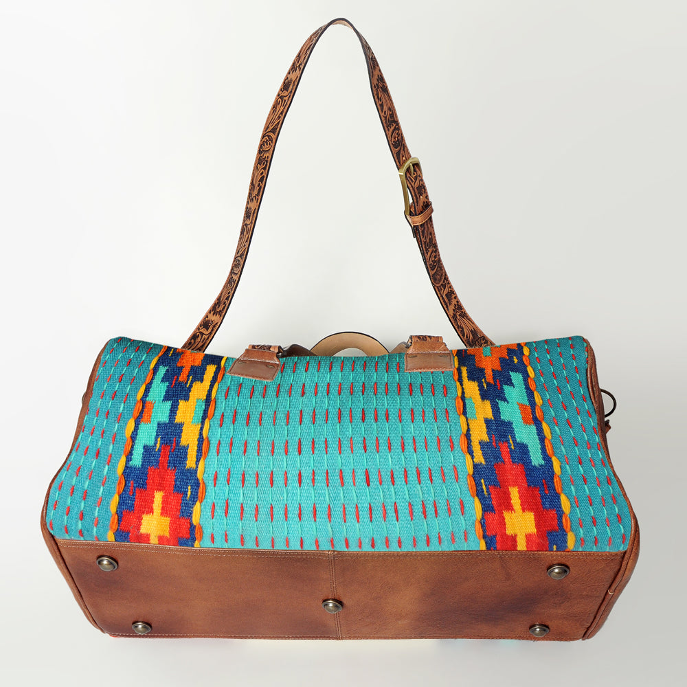 **Genuine Leather Western Handbag for Women - American Darling Hand-Tooled Saddle Blanket Design - Stylish Cowgirl Purse for Rodeo, Country Outfits & Everyday Use**