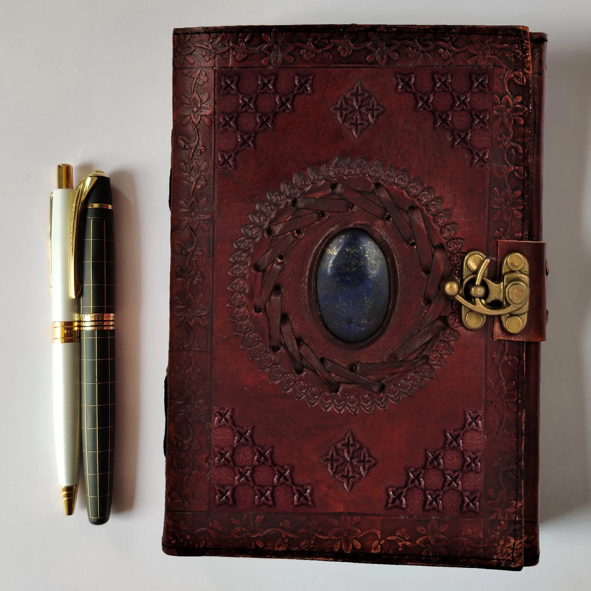 Premium Leather Journal Notebook with Lined Pages & Semi-Precious Stone - Perfect for Writing, Sketching & Gift Giving