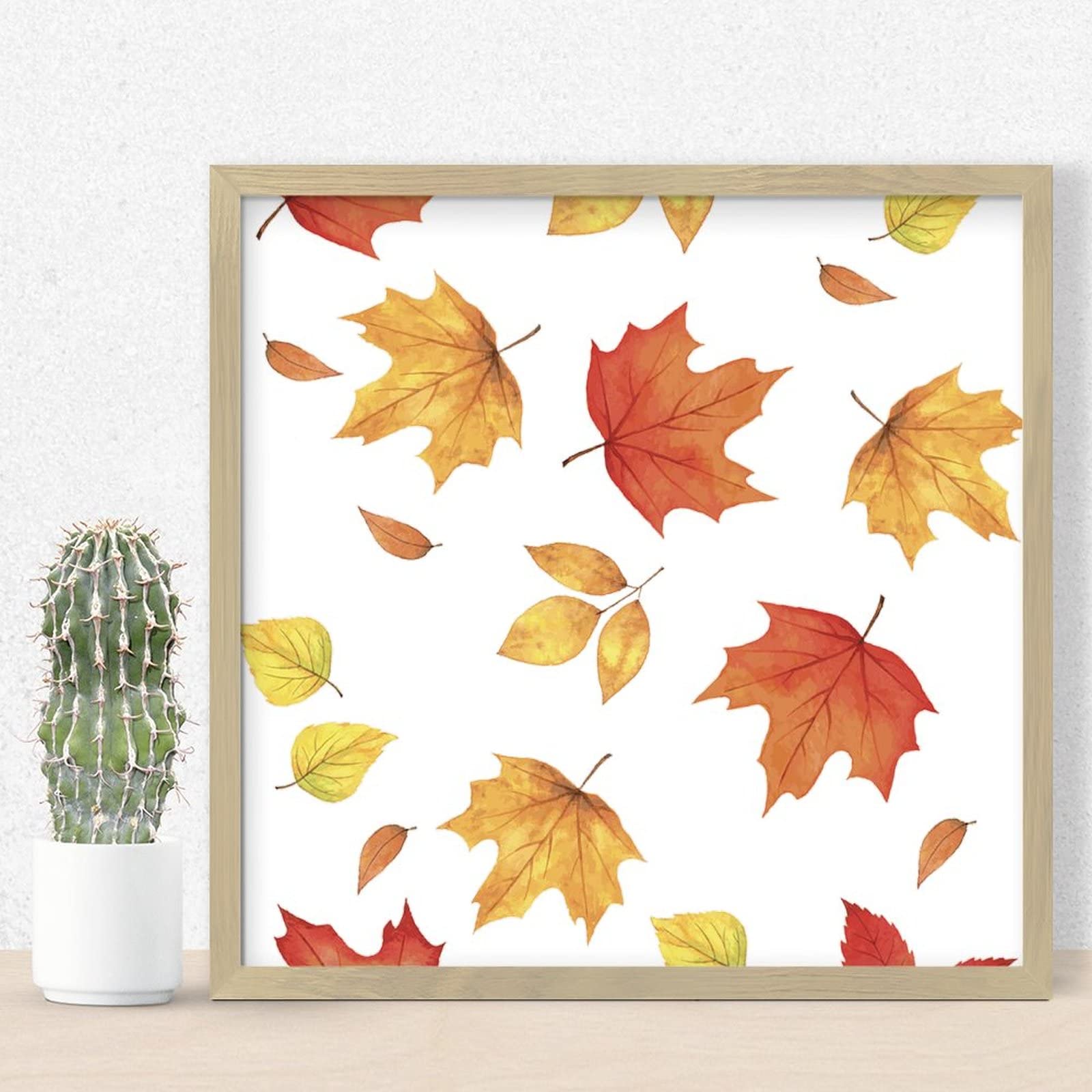 Thanksgiving Fall Maple Leaves Wooden Sign - Rustic Harvest Autumn Decor with Distressed Wood Frame - 12x12 Inch Wall Hanging for Bedroom, Living Room, or Front Door - Perfect Seasonal Gift for Birthdays and Holidays