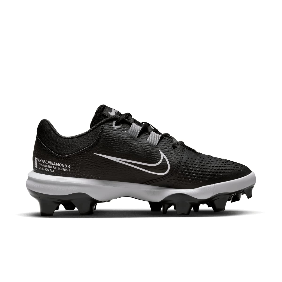 Nike Women's Hyperdiamond 4 Pro Molded Softball Cleats - Black & White - Size 6 | Lightweight & Durable for Fastpitch Softball Games & Practices