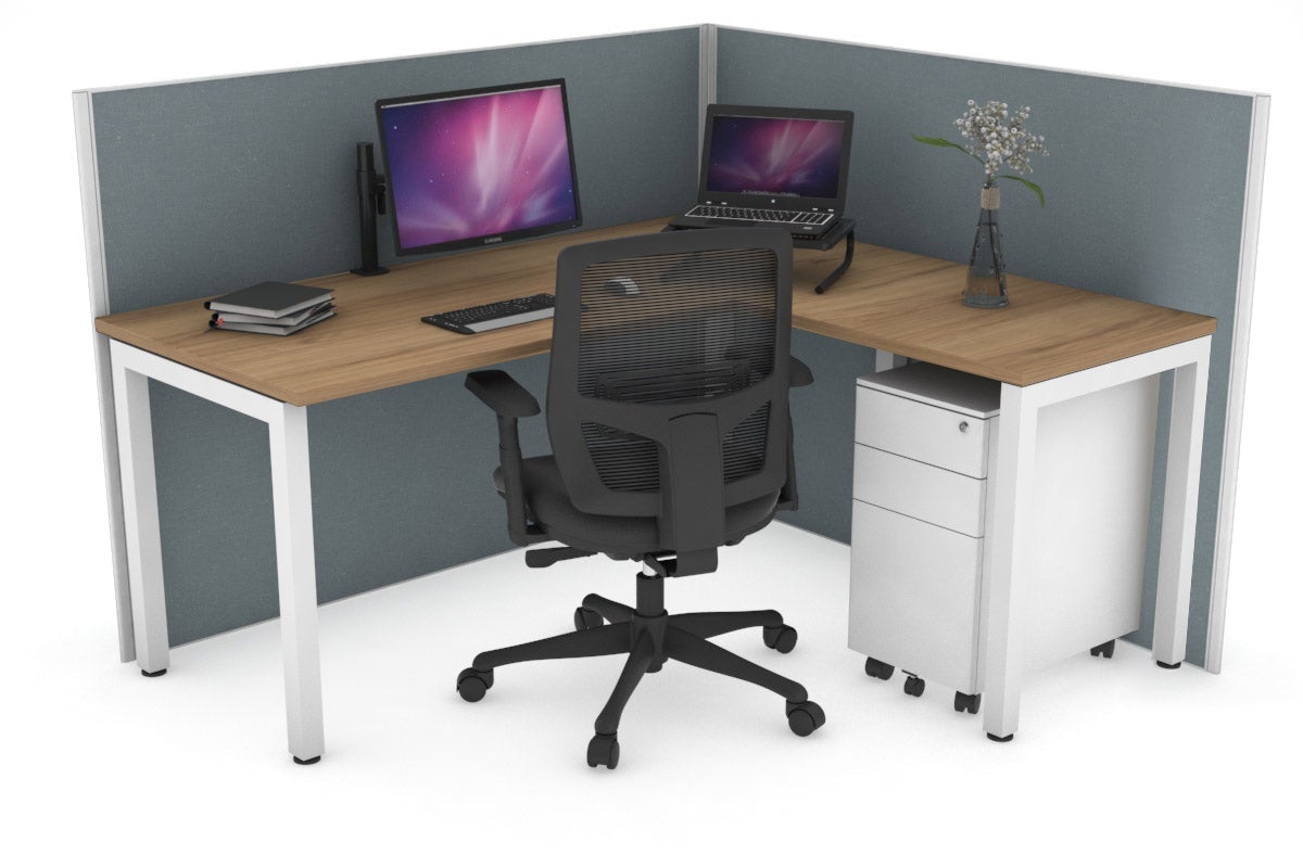Horizon Quadro Square Legs L-Shaped Corner Office Desk - 1400mm x 1700mm, Modern Home Office Furniture for Small Spaces, Perfect for Workstations, Gaming & Study Areas