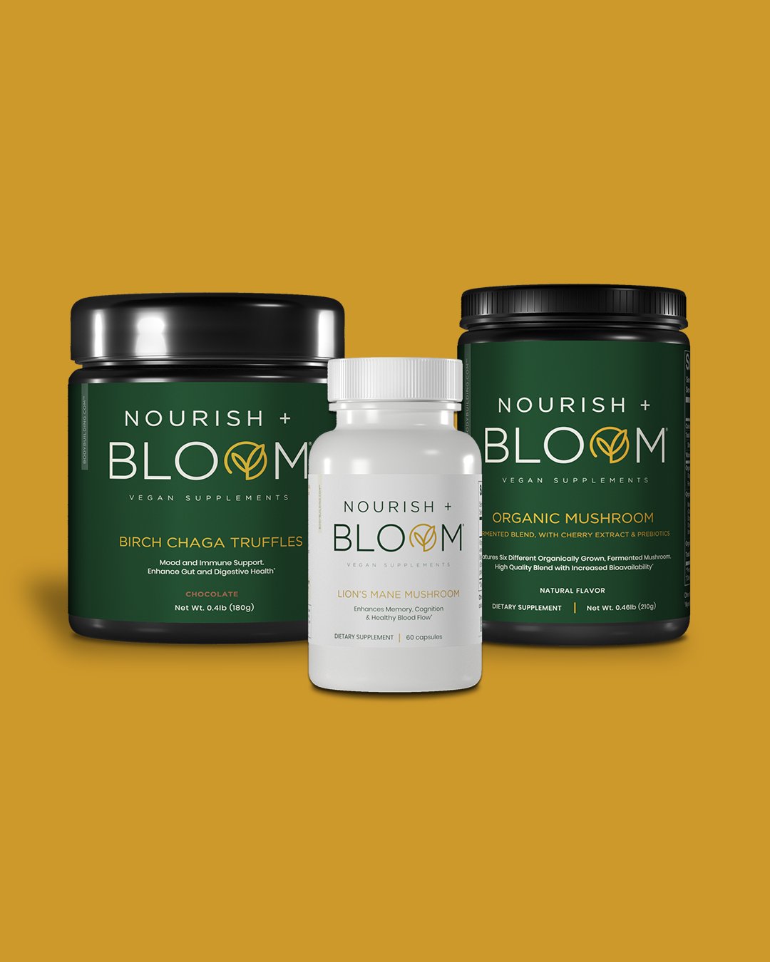Nourish + Bloom Organic Mushroom Powder - USDA Certified, Vegan & Gluten-Free - Boost Immunity & Energy - Perfect for Smoothies, Coffee & Baking