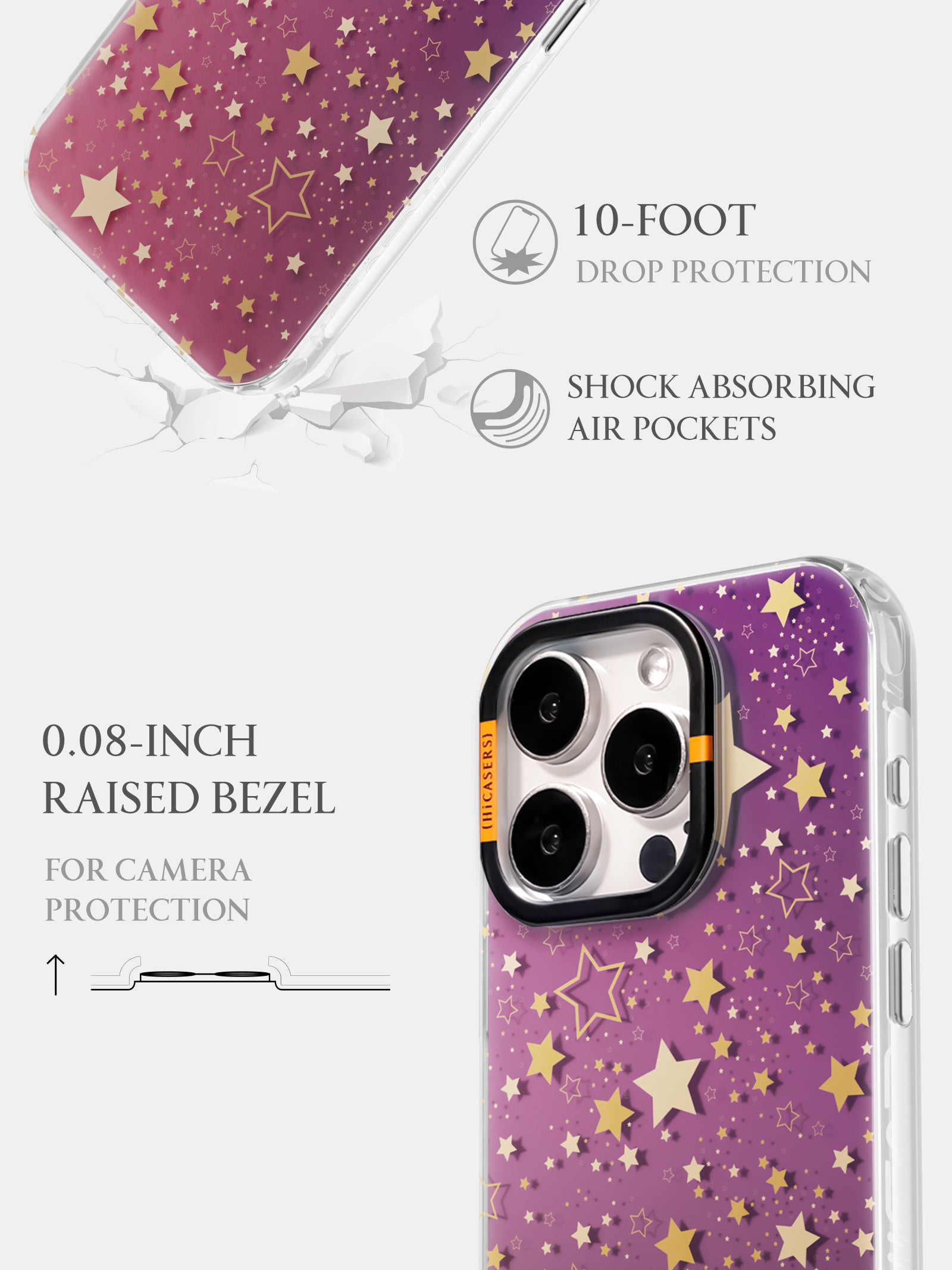 Shining Star Mirror Case Violet - Elegant Phone Cover for iPhone & Samsung - Perfect for Selfies, Makeup & Travel Accessories