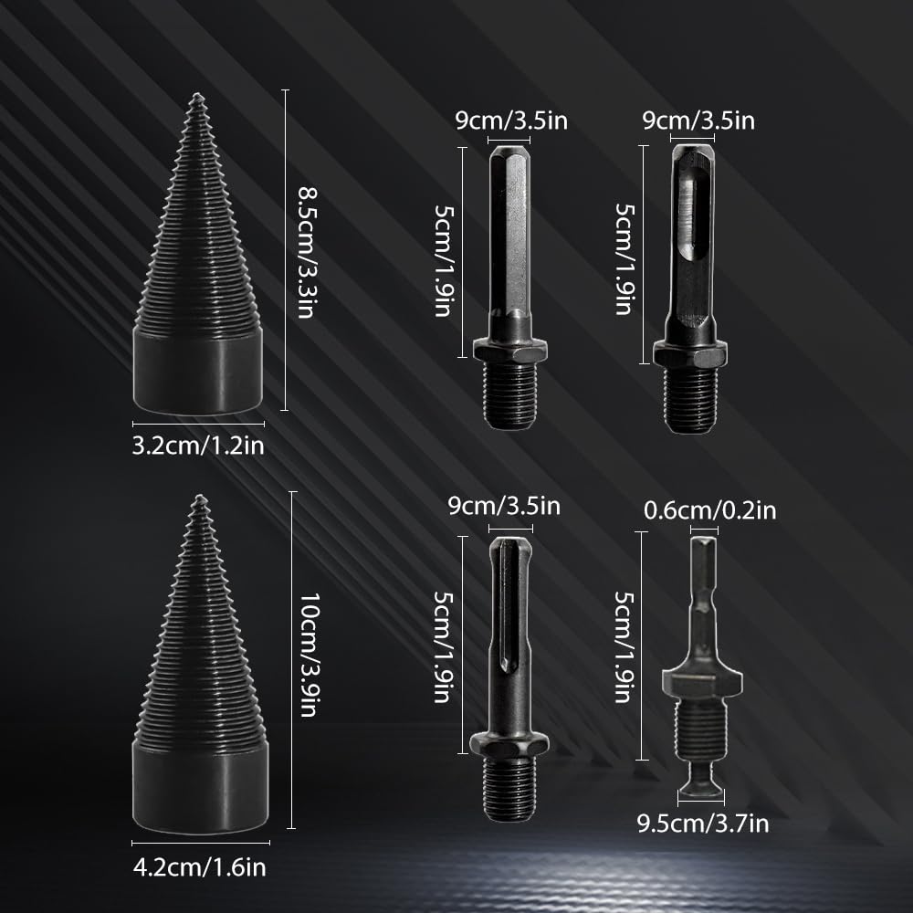 Firewood Drill Bit Set - 4PC 32mm Wood Log Splitter Drill Bits with 3 Screws for Hand Drill | Easy Firewood Splitting Tool for Faster Wood Cutting | Perfect for Camping, Fireplace, Wood Stove & Outdoor Heating