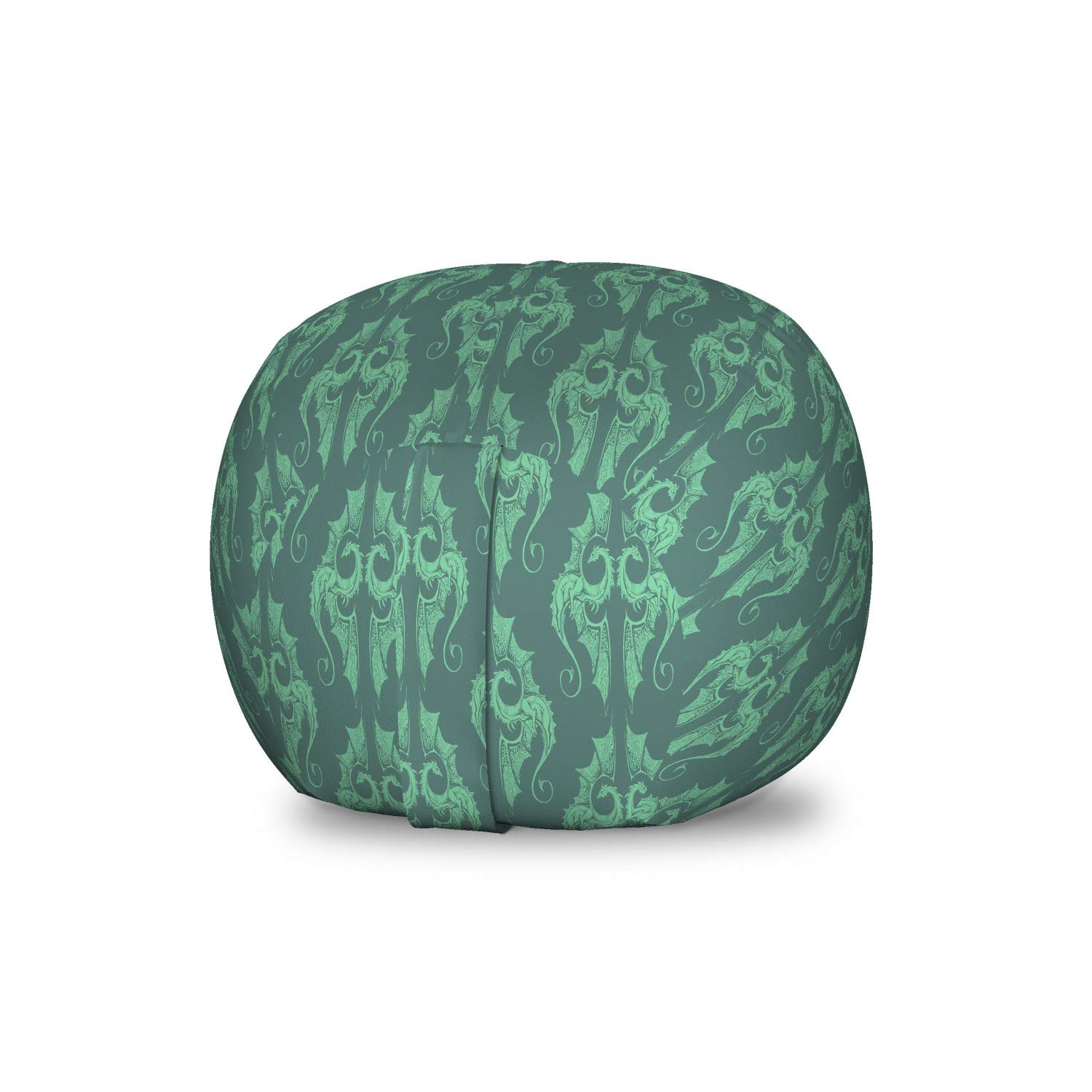Ambesonne Dragon Toy Storage Bag Chair - Mystic Cultural Pattern Stuffed Animal Organizer, Washable Small Size in Grey Teal Laurel Green - Perfect for Kids' Room, Playroom & Dorm Organization