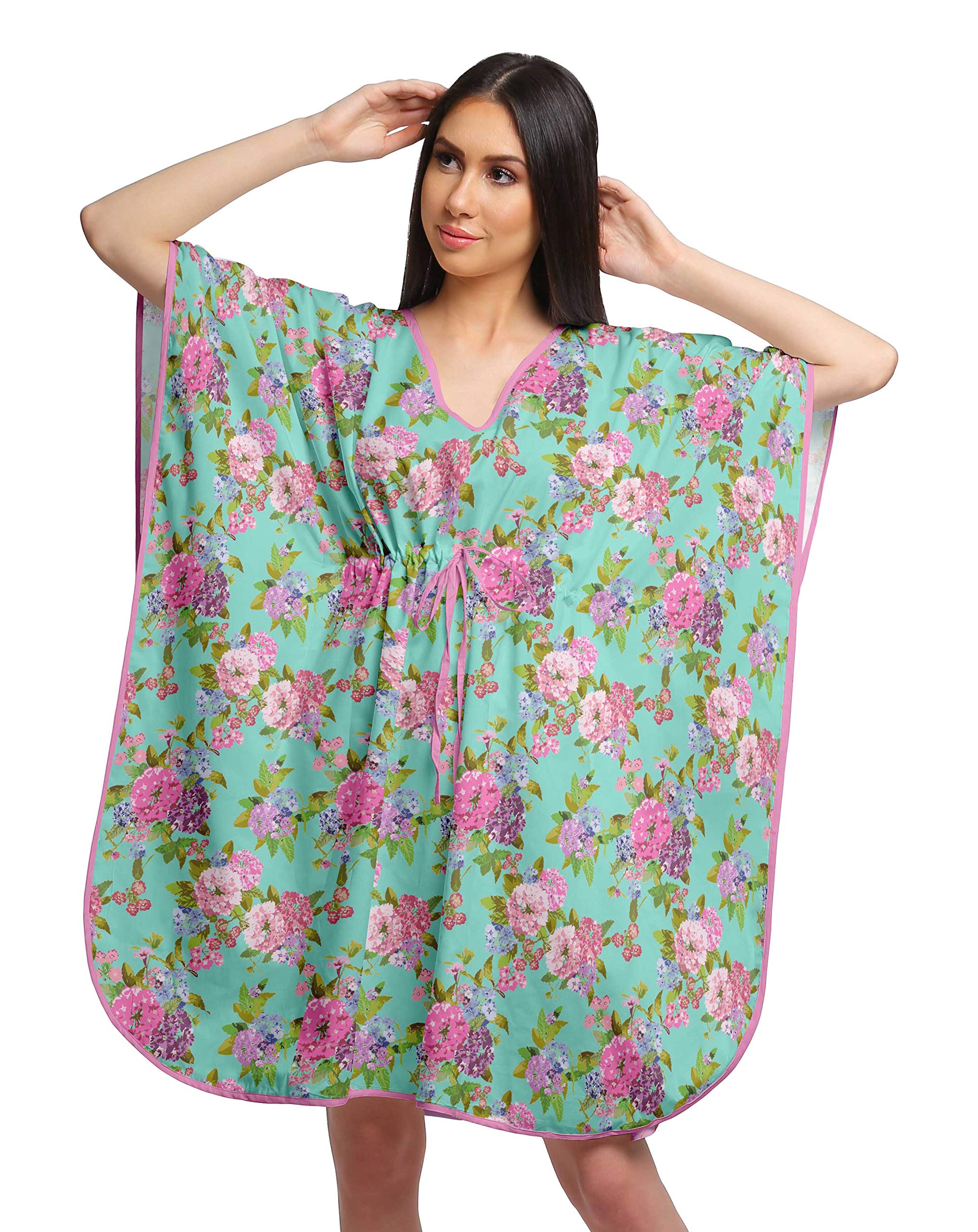 Women's Printed Beach Kaftan Dress - Flowy Bikini Cover Up & Swimwear Cover - Plus Size Summer Vacation Outfit for Pool, Beach, and Resort Wear