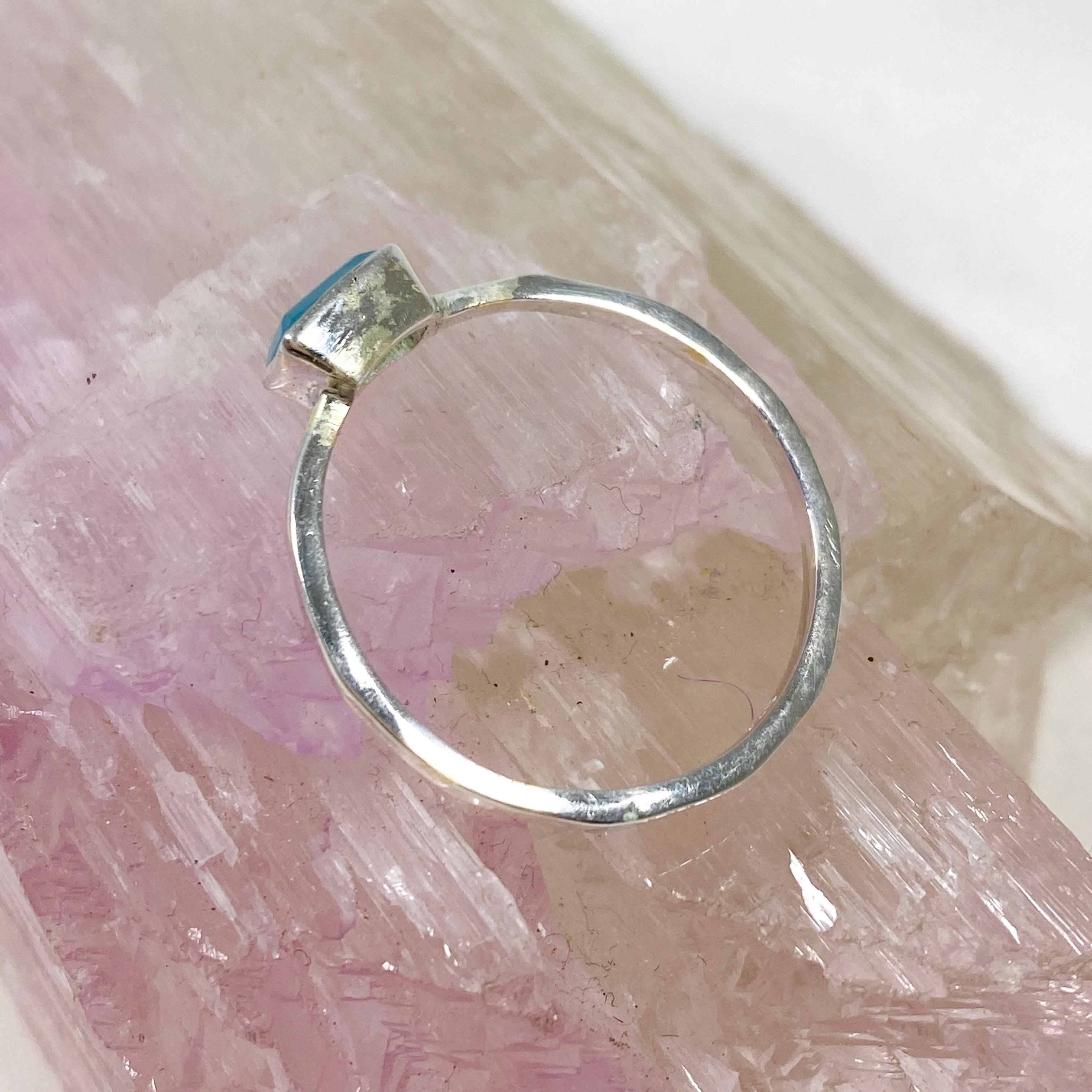 Blue Chalcedony Rectangular Faceted Fine Band Ring R3793 BC - Elegant Jewelry for Women, Perfect for Weddings, Parties & Everyday Wear