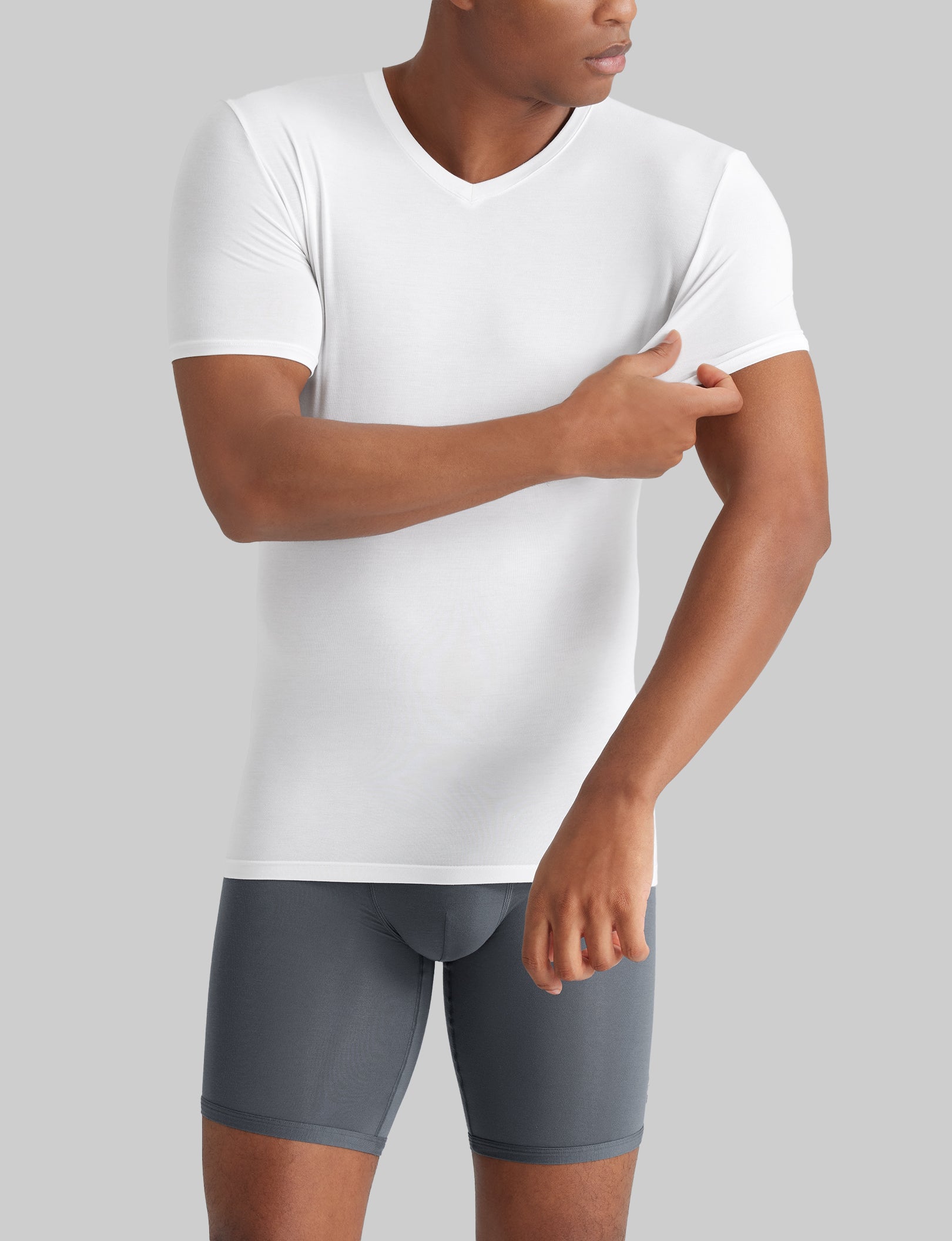 Second Skin High V Neck Stay Tucked Undershirt for Men - 3 Pack Slim Fit Seamless Comfort Undershirts - Perfect for Work, Dress Shirts & Everyday Wear