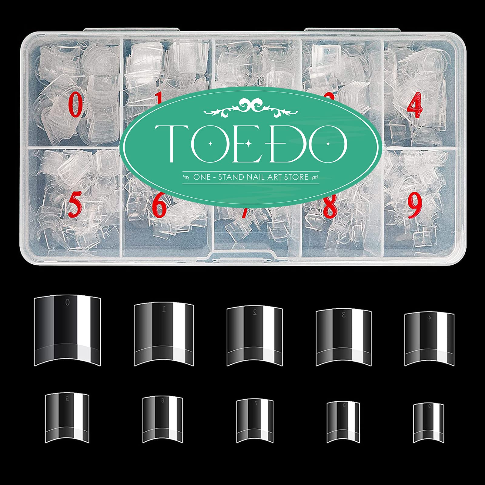 TOEDO 1000PCS Clear Short Acrylic Nail Tips - Half Cover False Press on Nails for Salon & DIY Nail Art - Perfect for Manicures, Pedicures & Home Nail Extensions