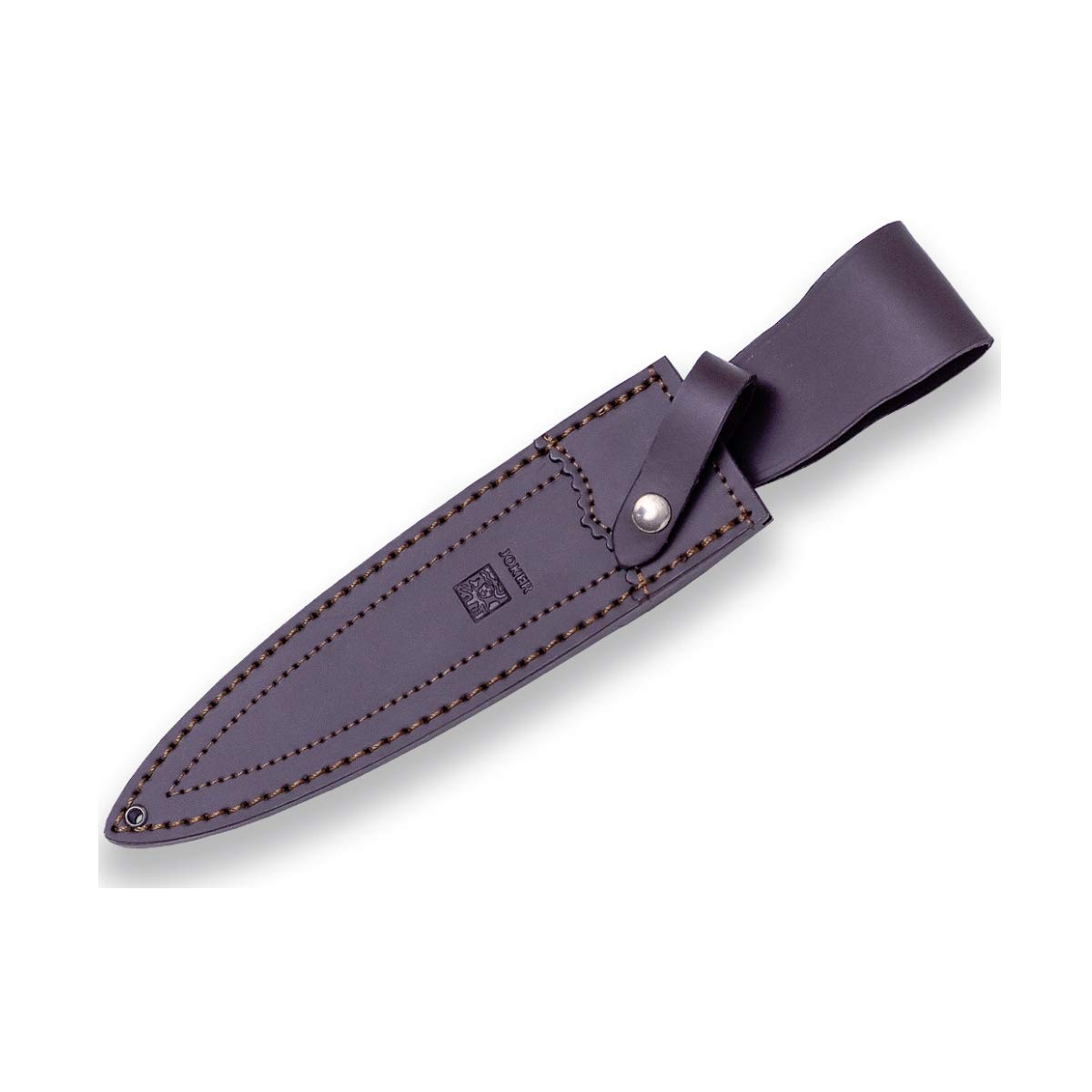 Joker Hunting Knife Colmillo CO108 - 8.46 Inch MOVA Steel Blade with Olive Wood Handle & Brown Leather Sheath - Perfect for Outdoor Activities, Hunting, Fishing, Camping, and Hiking Adventures