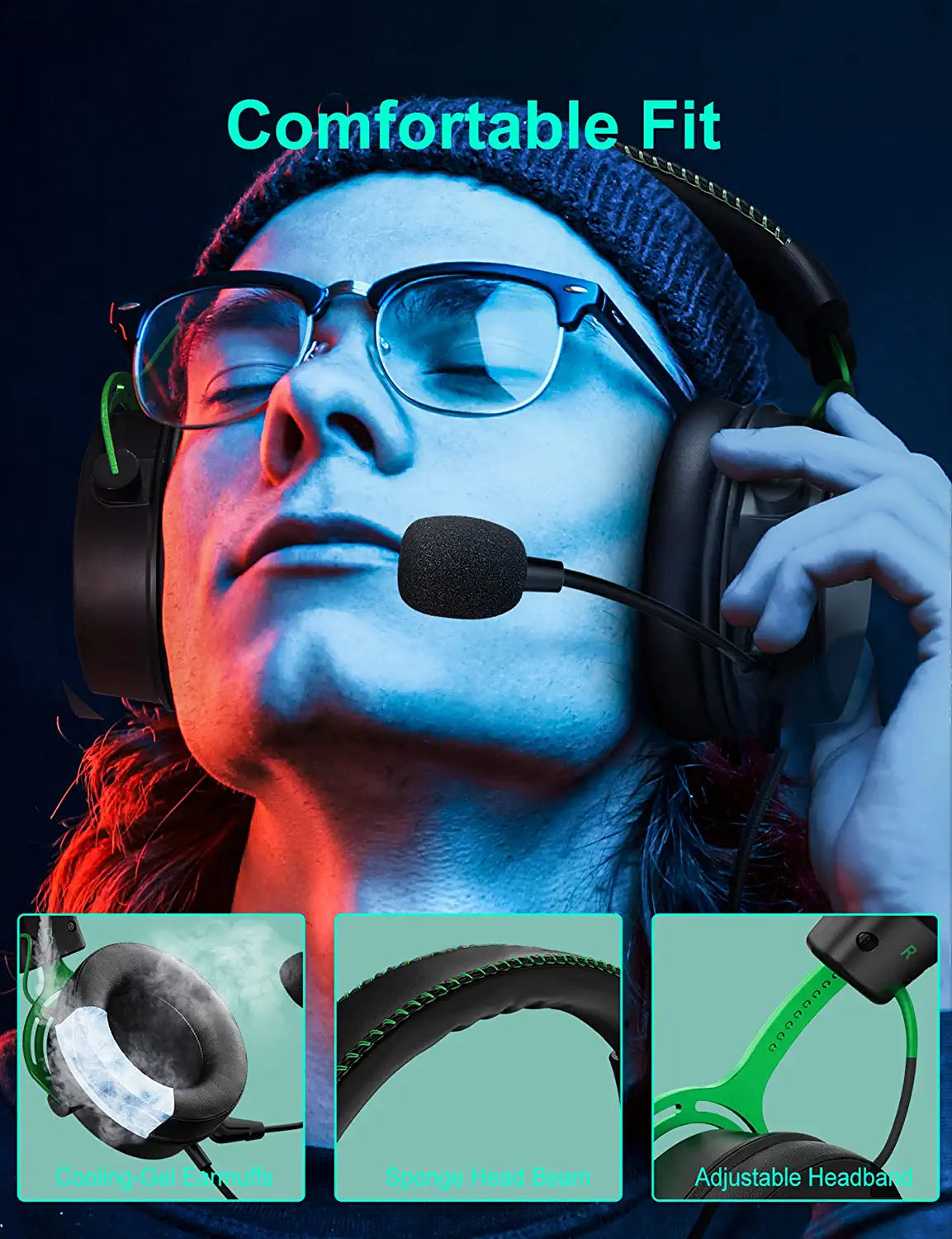 BH439 7.1 Surround Sound Gaming Headset with Noise-Canceling Microphone for PC - Perfect for FPS, MMO & Streaming Games