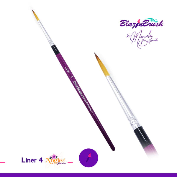 Blazin Brush Liner 4 Shader - Professional Makeup Brush Set for Eyeshadow & Eyeliner - Perfect for Smokey Eyes, Winged Liner & Everyday Makeup Looks