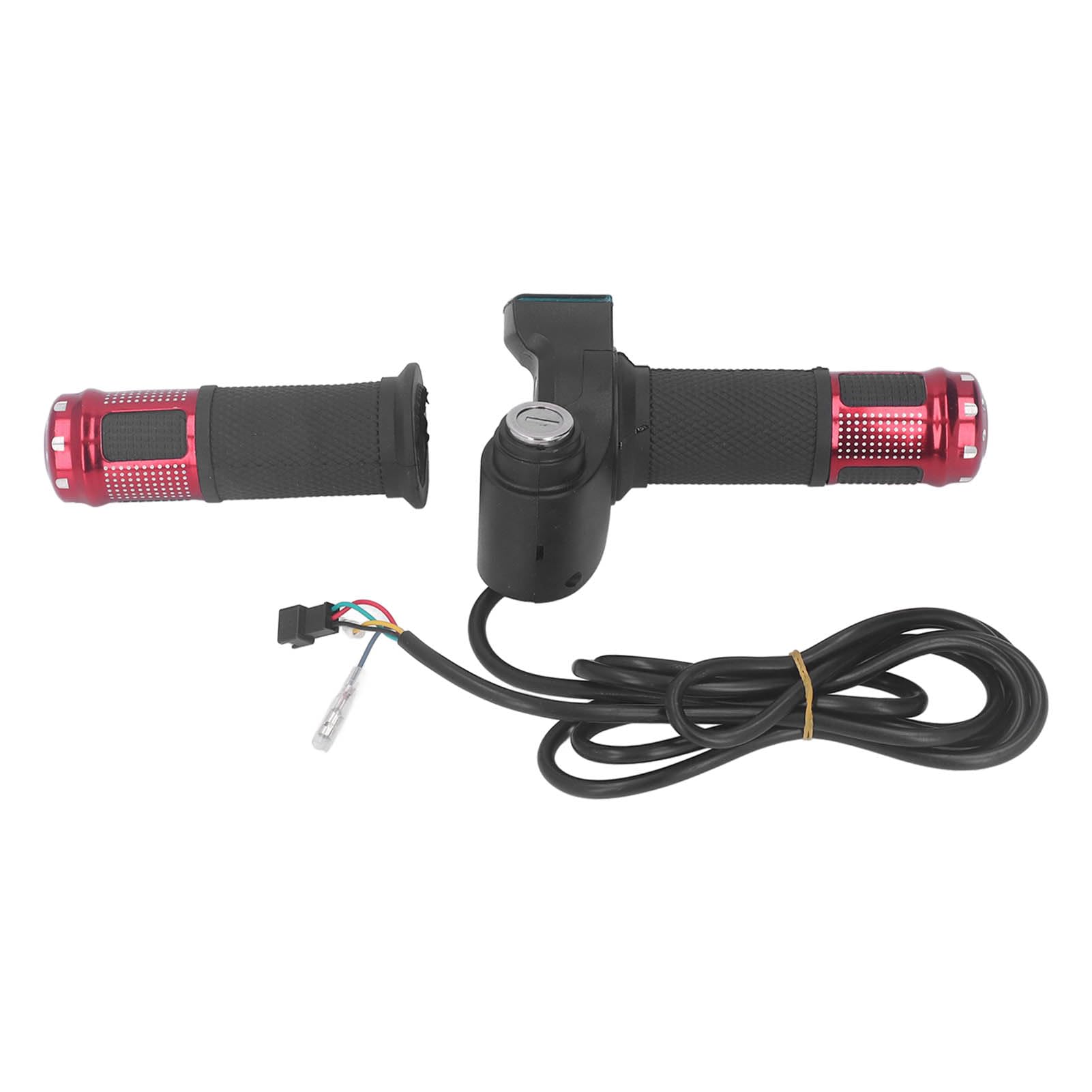 1 Pair Electric Bike Throttle Grips - 10 Inch Aluminum Alloy E-Scooter Throttle with LED Display & Power Key Lock for E-Bike (Red) | Perfect for Commuting, Off-Road & Urban Riding