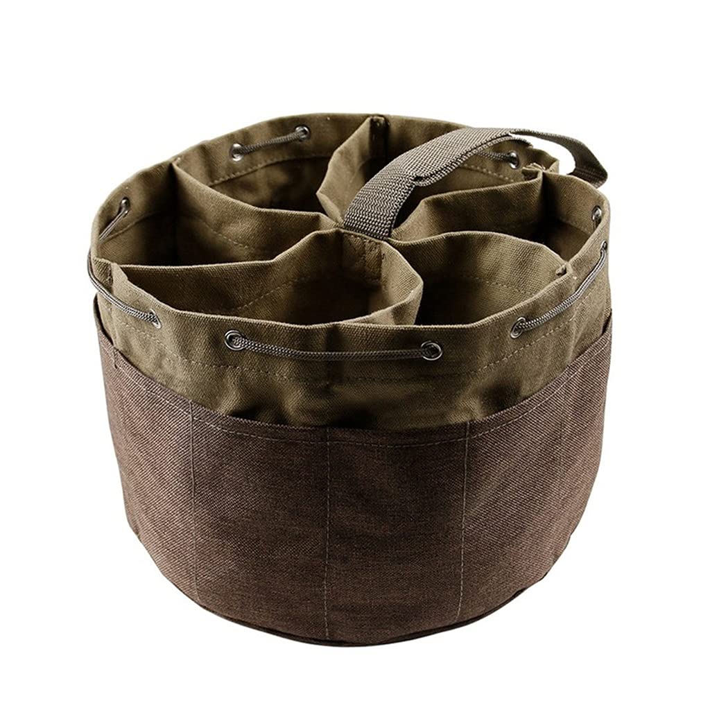 YDHWY Heavy Duty Outdoor Canvas Tool Bag with Drawstring - Portable Cylinder Tool Storage Organizer for DIY, Gardening, Camping & Construction Supplies