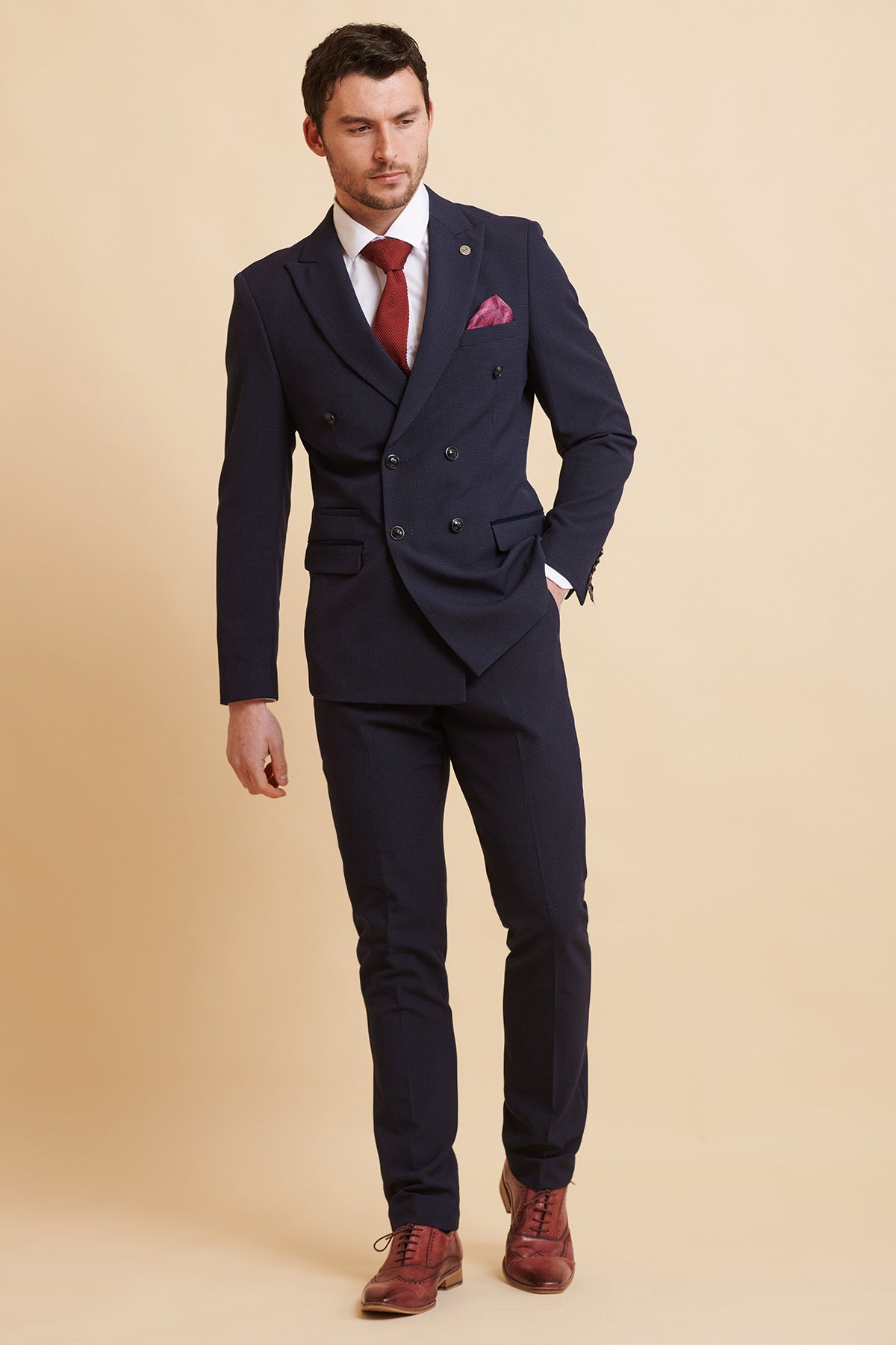 Premium BROMLEY Navy Double Breasted Suit for Men - Formal Business Attire Inspired by Jarrod Bowen - Perfect for Weddings, Office Meetings & Special Occasions