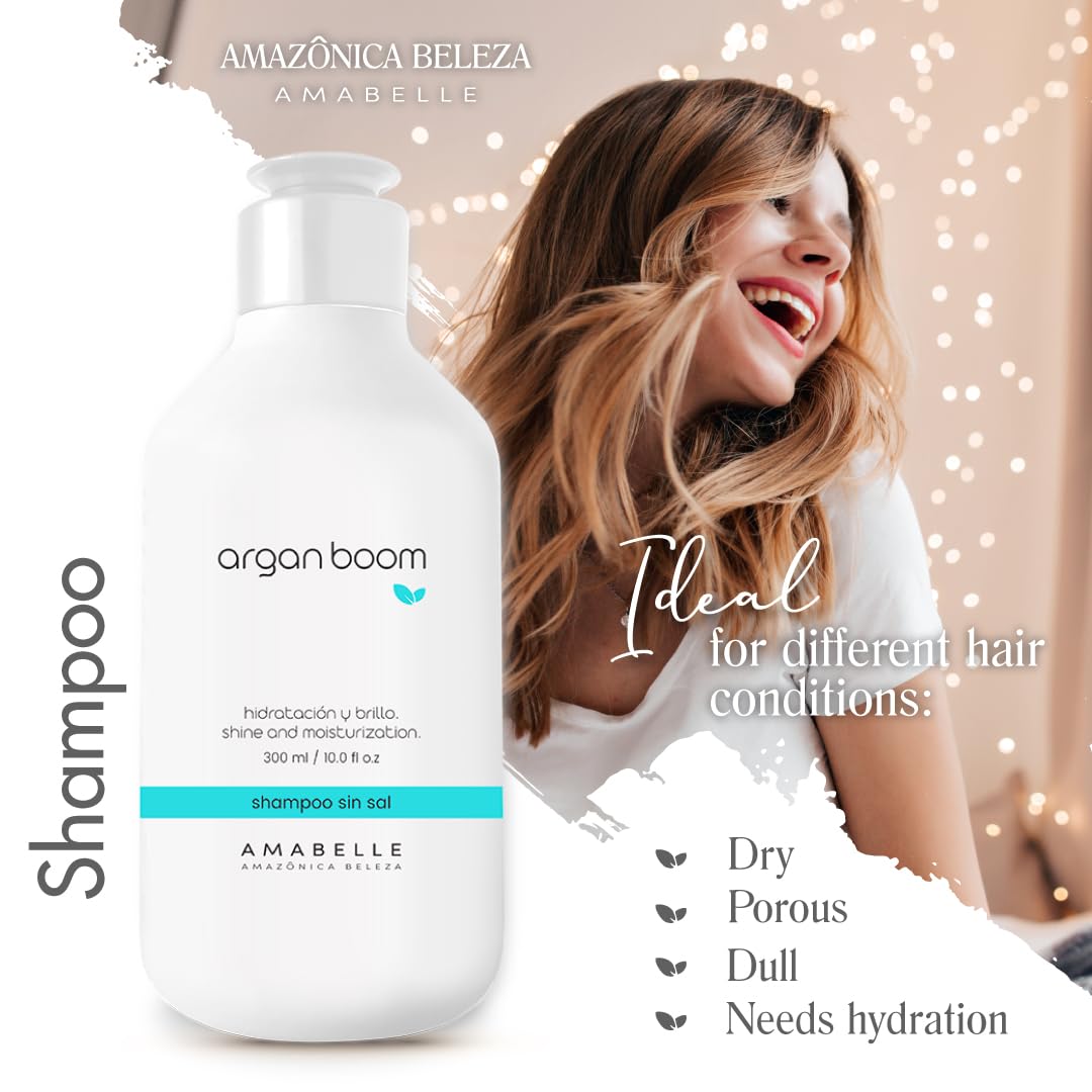 Argan Boom Shampoo & Conditioner Set with 100% Pure Argan Oil - Moisturizing & Nourishing Treatment for Dry Hair Repair & Hydration - 10oz - Perfect for Damaged Hair Care & Daily Hydration Routine