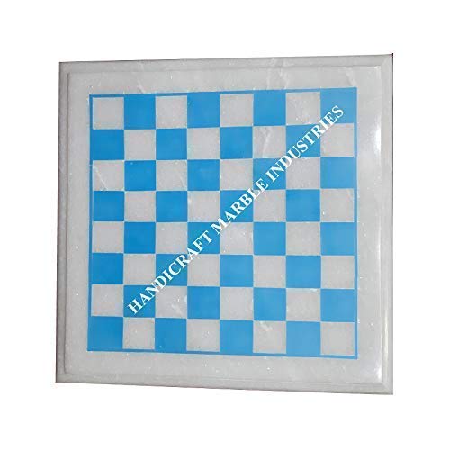 Premium 18-Inch White Marble Chess Board with Turquoise Inlay - Luxury Chess Set for Adults | Perfect for Home Decor, Game Room, Living Room Corner Table | Ideal Gift for Chess Lovers & The Queen's Gambit Fans