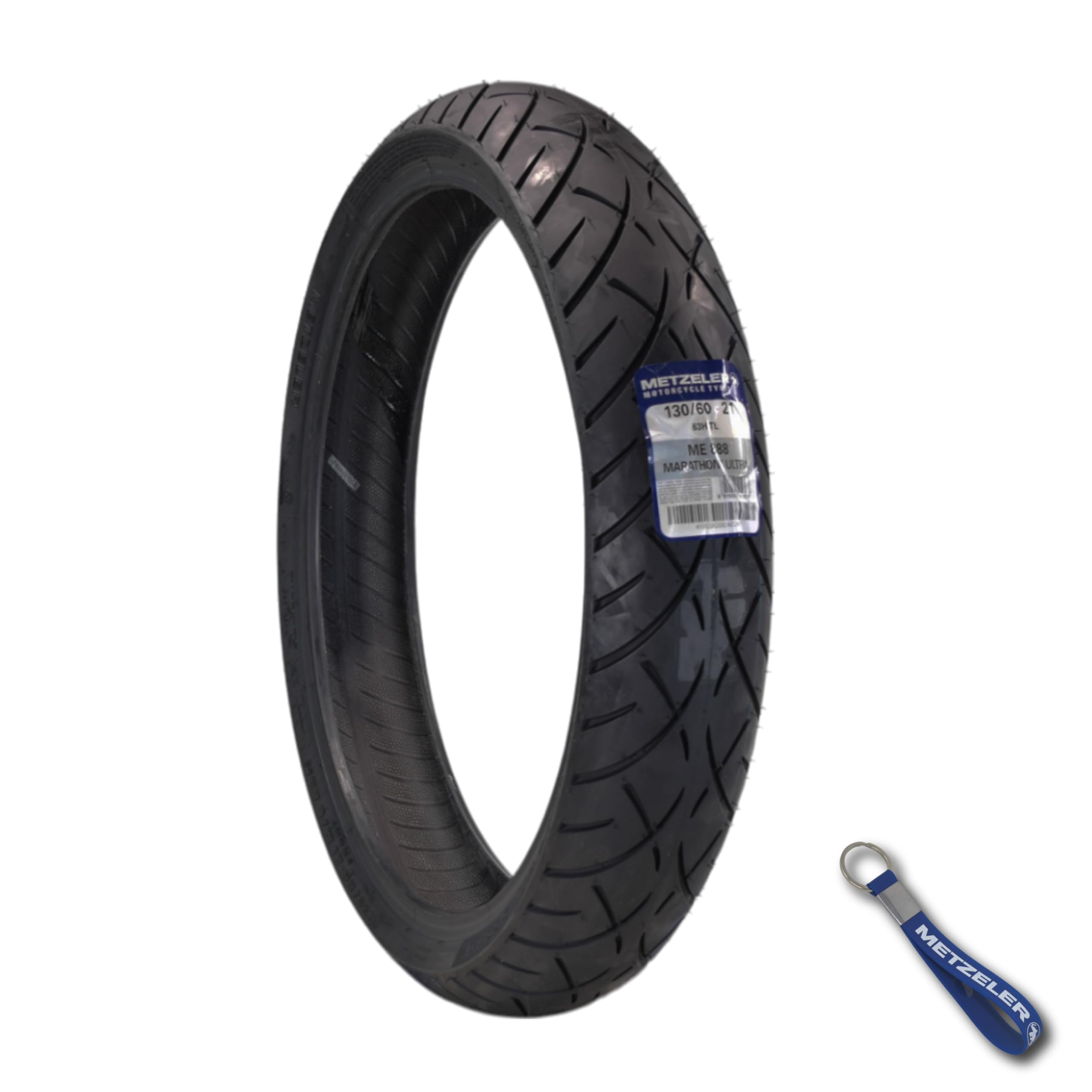 Metzeler ME 888 Marathon Ultra Front 130/60-21 63H Motorcycle Tire for Cruiser & Touring Bikes - High Mileage Durable Tire with Free Keychain - Perfect for Long Distance Rides, Highway Cruising & Adventure Touring