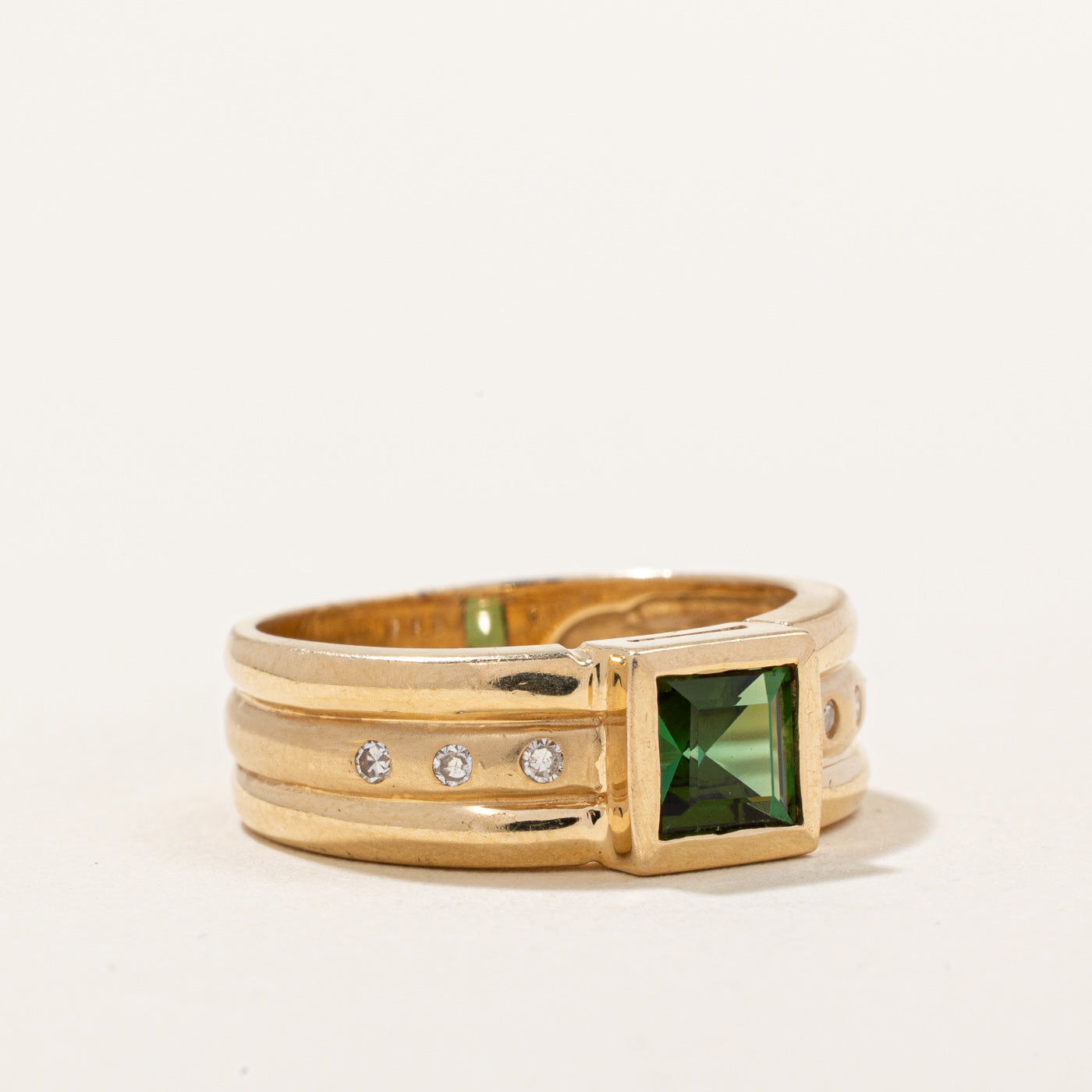 Exquisite 0.55ct Tourmaline & 0.03ct Diamond Cocktail Ring - Size 6.5 | Elegant Jewelry for Evening Parties, Weddings & Special Occasions