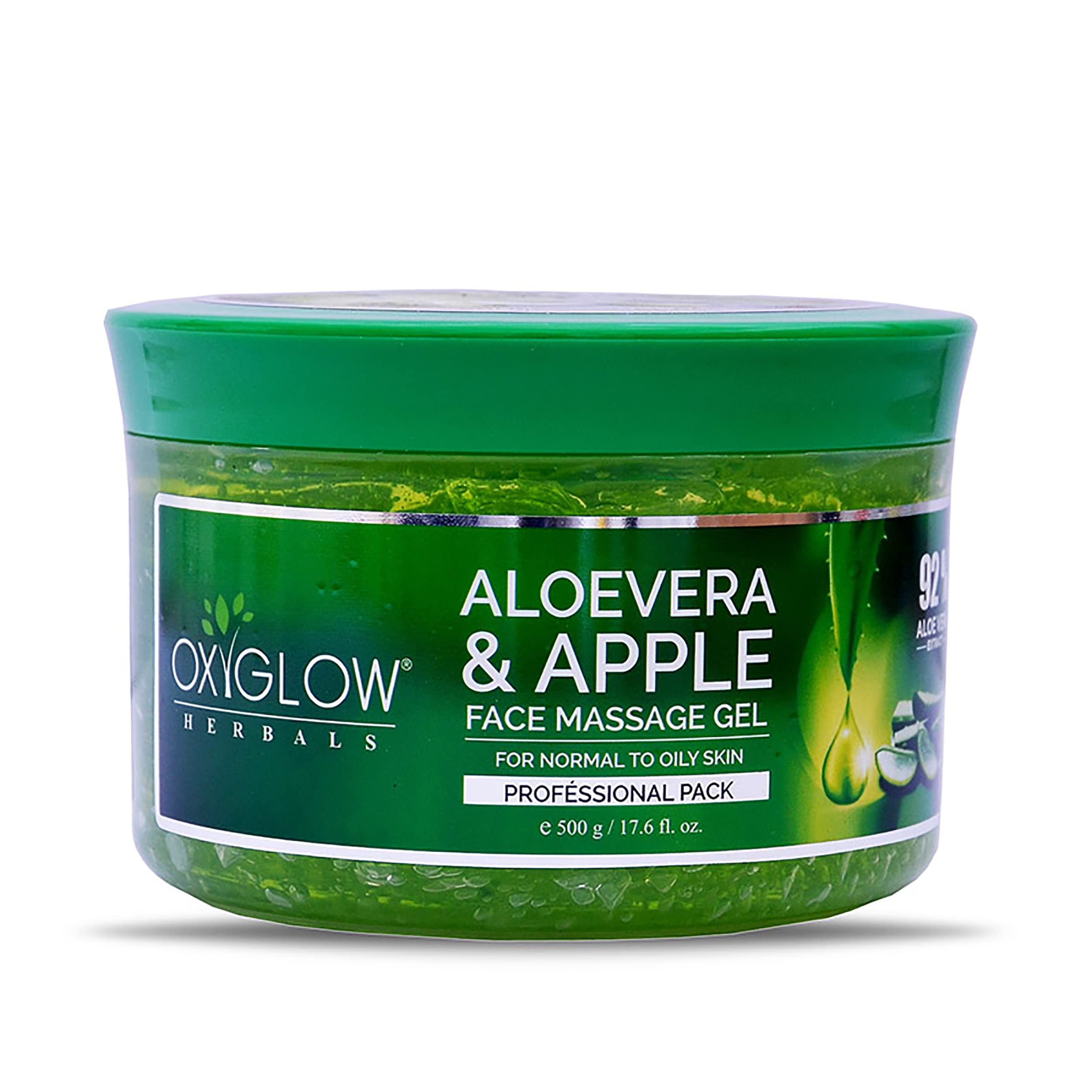 OxyGlow Herbals Aloe Vera Apple Face Massage Gel - 500g | Natural Glowing & Healthy Skin | Deeply Nourishes & Hydrates | Refreshes & Moisturizes | For All Skin Types | Perfect for Daily Skincare & Spa Treatments