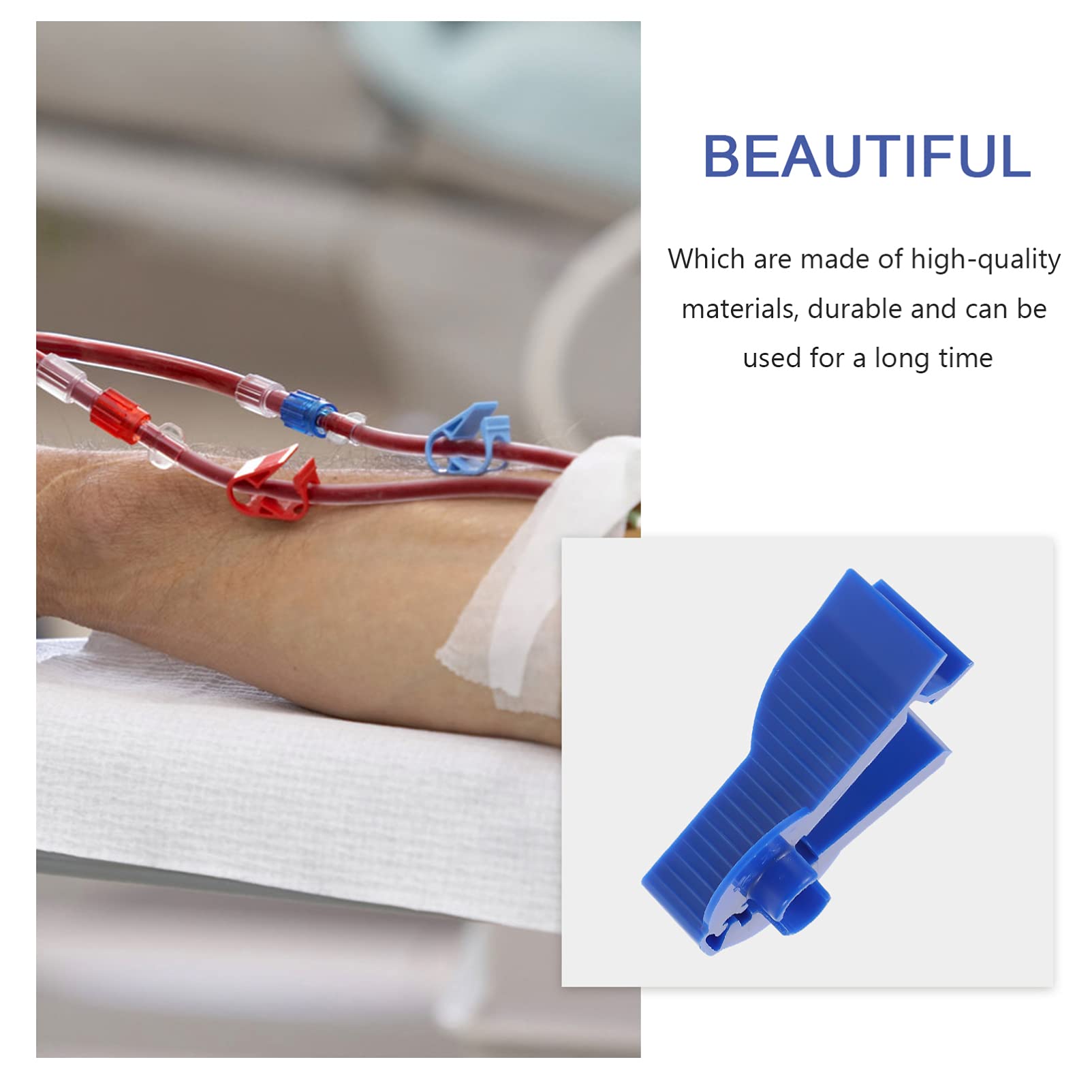 3pcs Peritoneal Dialysis Flow Control Clips - Medical Grade Tubing Clamps for Dialysis Bags | Blue PD Accessories for Home & Clinical Use