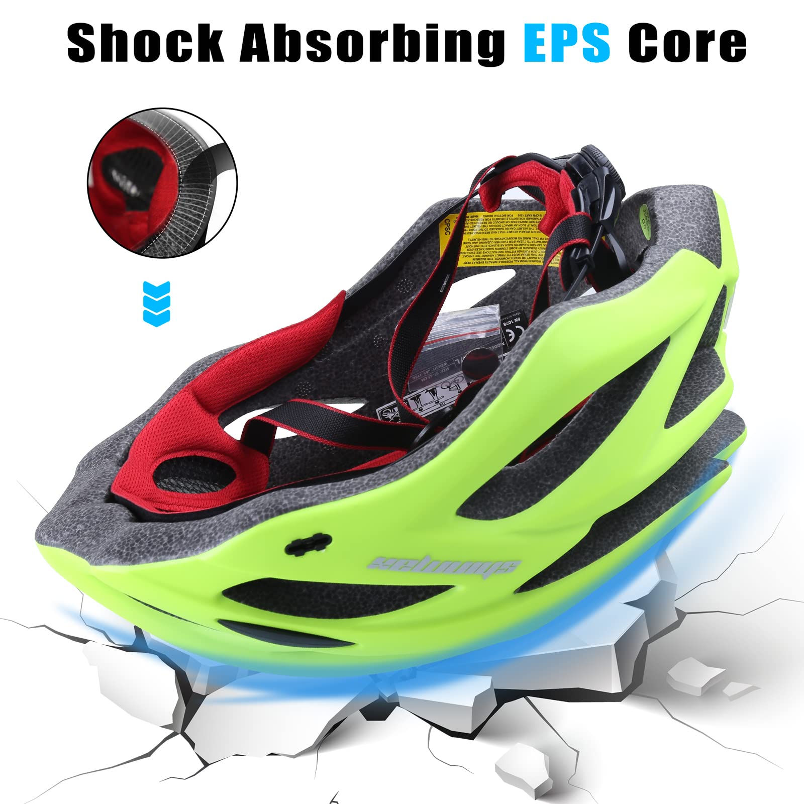 Shinmax Lightweight Adjustable Bike Helmet for Men & Women - CPSC Certified Mountain/Road Cycling Helmet with Rear Light & Detachable Visor - Perfect for Commuting, Trail Riding & Urban Cycling