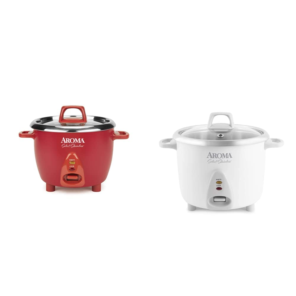 Premium Aroma Stainless Steel Rice Cooker Set (6-Cup & 14-Cup) - Perfect for Family Meals, Meal Prep & Dorm Cooking - BPA-Free & Easy Clean Inner Pot