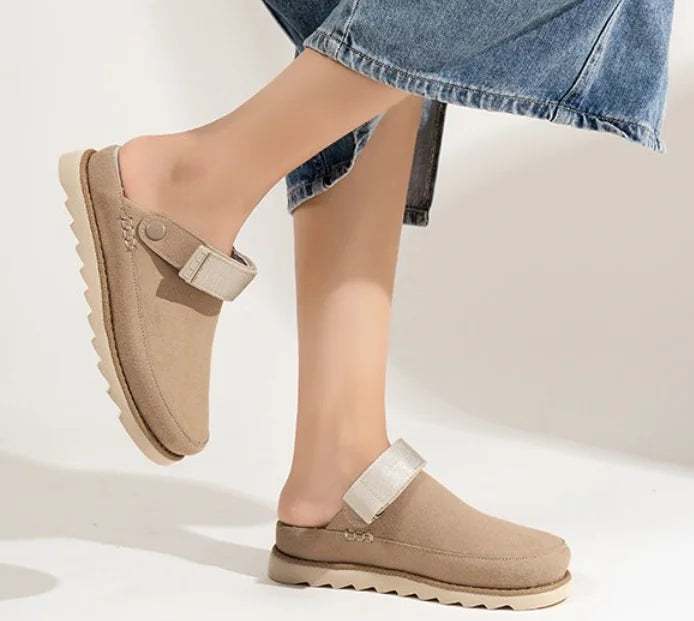 Women's Suede Mules Slippers with Cork Insole & Arch Support - Comfortable Clogs Sandals for Outdoor, Beach, Home Wear - Fashionable Slip-On Shoes for Walking & Relaxation