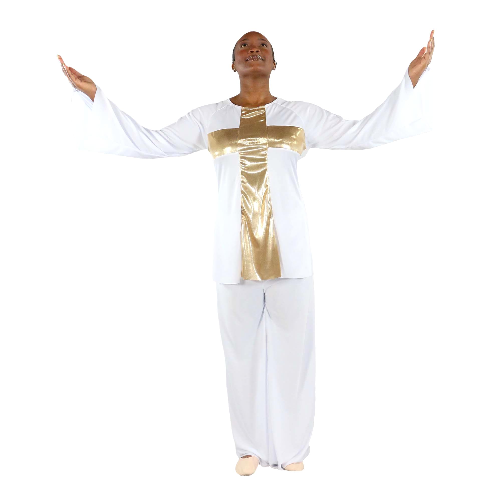 DanZcue Women's Worship & Praise Dance Cross Pullover Top - Comfortable Church Performance & Christian Dance Apparel for Women