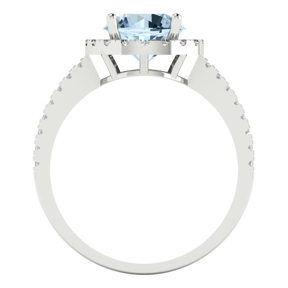 1.82ct Natural Sky Blue Topaz Solitaire Halo Ring in 14K White Gold - Designer Modern Statement Jewelry for Women | Perfect for Weddings, Anniversaries & Special Occasions