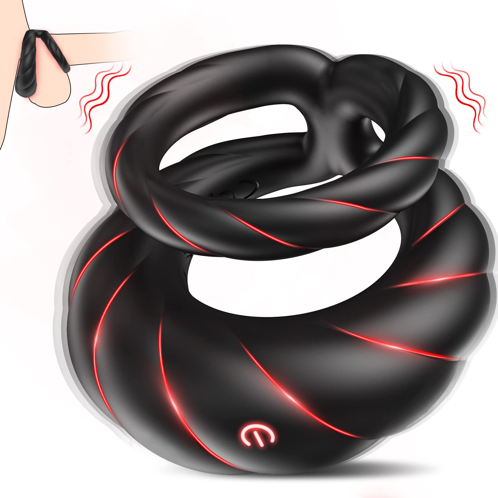 Premium Vibrating Cock Ring for Men - 10 Powerful Vibration Modes, Durable Penis Ring Enhancer for Longer & Stronger Erections - Couples Sex Toy for Intimate Play & Enhanced Pleasure - Perfect for Date Nights & Spicing Up Relationships