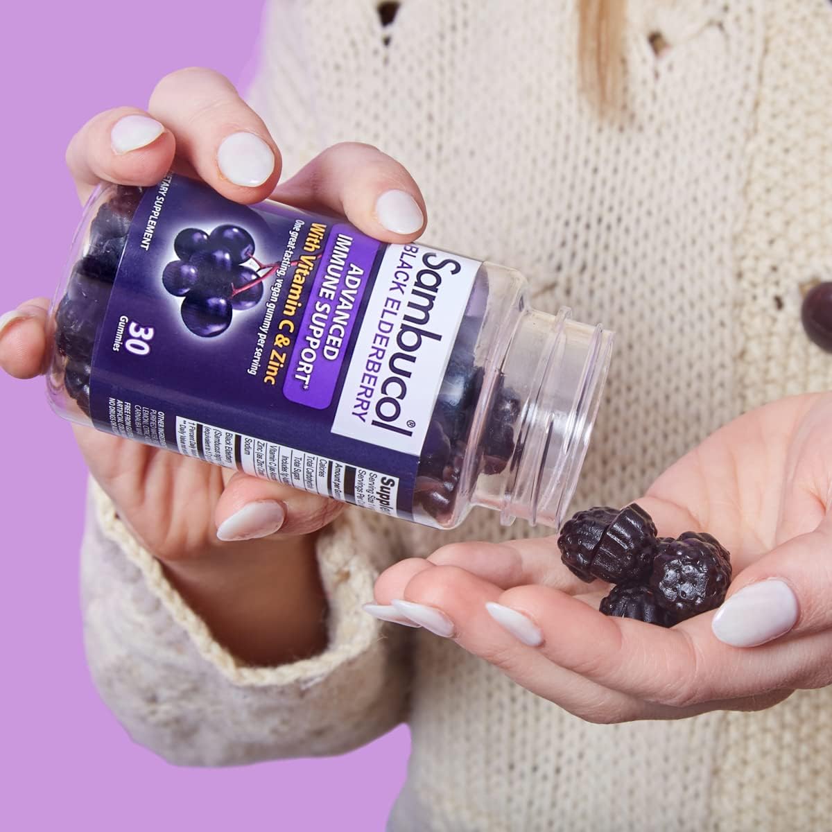 Sambucol Black Elderberry Gummies with Zinc & Vitamin C - Immune Support Supplement for Adults (30 Count) - Boost Immunity During Cold & Flu Season