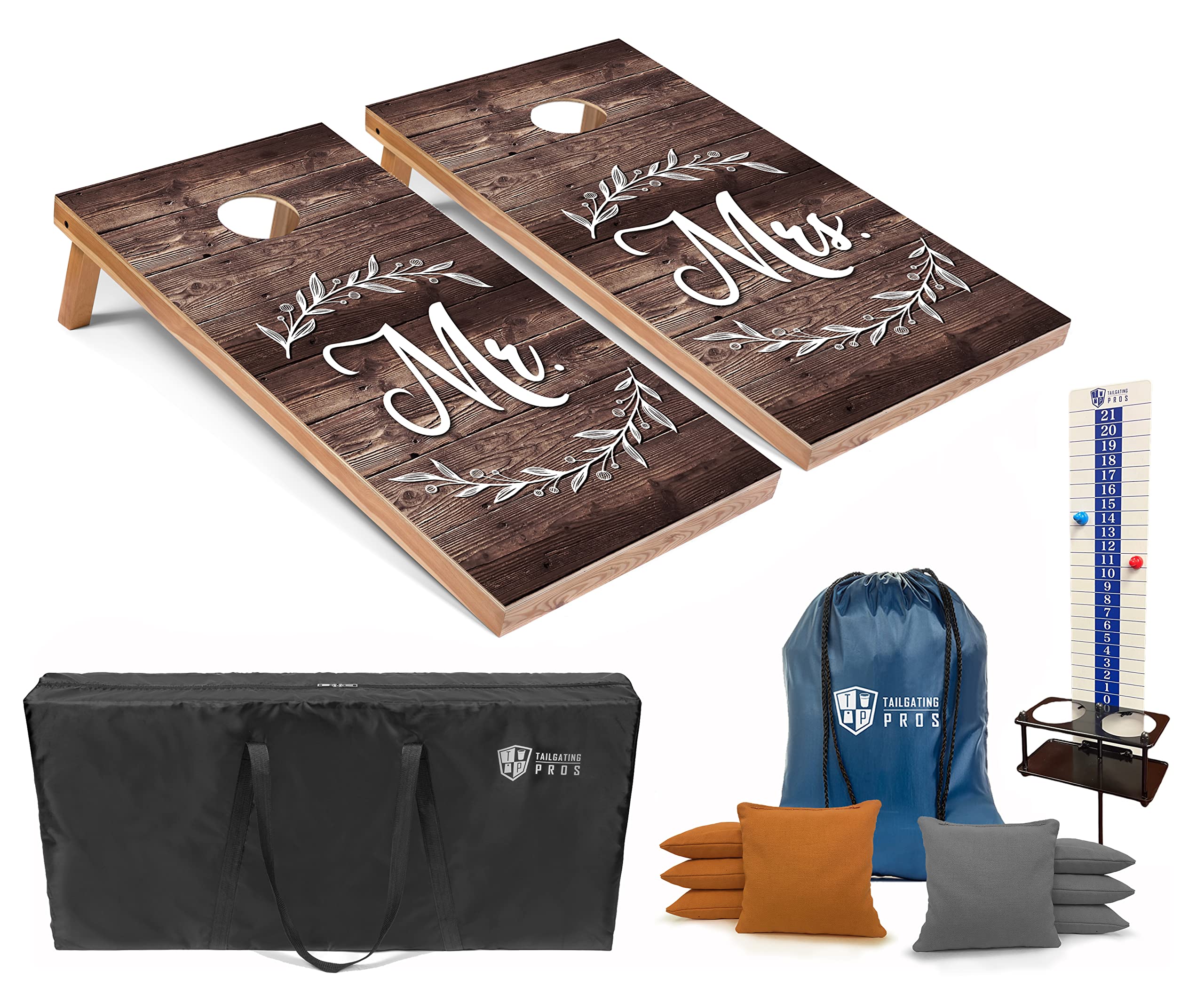 Premium Cornhole Game Set with 8 Bean Bags, Scoreboard & Carry Case - Regulation 4'x2' Corn Hole Boards - Perfect for Tailgating, Backyard BBQs & Outdoor Parties (LED Light Option Available)