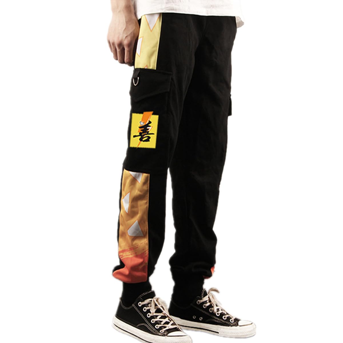 Unisex Tanjiro & Zenitsu Anime Cosplay Cargo Sweatpants with Pockets - Perfect for Halloween Costumes, Comic Con & Anime Conventions