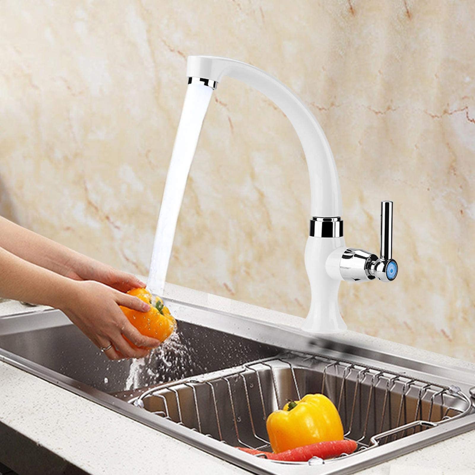 Omabeta ABS Plastic Single Cold Water Faucet - Chrome G1/2 Kitchen Sink Tap with Blossom Handle for Modern Bathroom & Basin | Perfect for Home, RV, and Outdoor Use