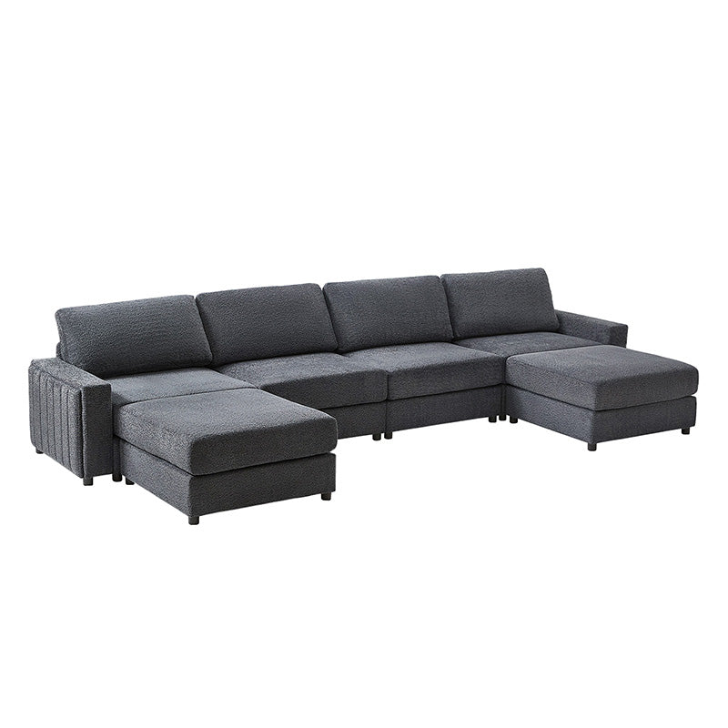 Aeris Modern Curved Sectional Sofa Set - L-Shaped Couch with Ottoman for Living Room, Lounge & Entertainment Spaces | Contemporary Fabric Upholstery, Comfortable Seating for Family & Guests