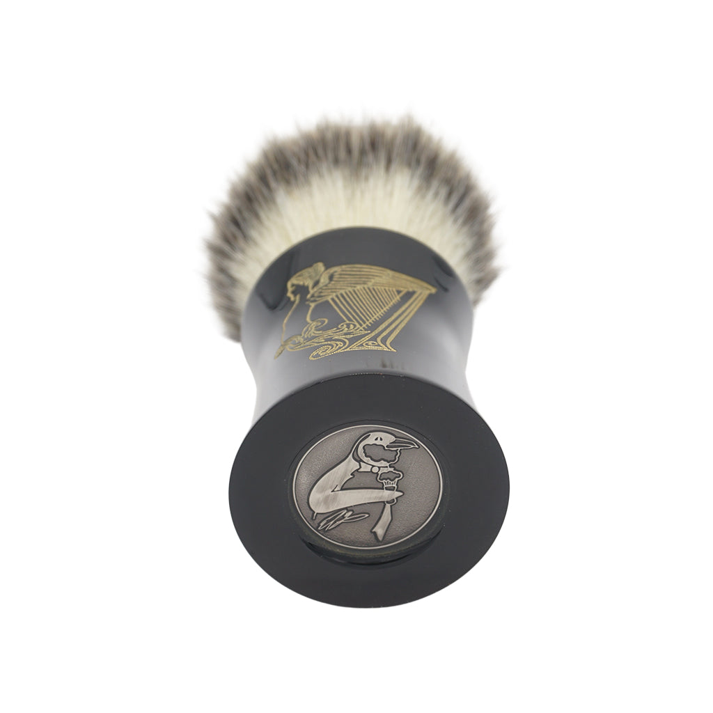 25mm Mühle STF XLarge Shaving Brush with AP Shave Co. Angelic Harp Etched Series Black Handle - Premium Wet Shaving Tool for Men's Grooming & Beard Care