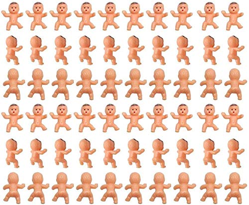 Golden Pearl 60pcs Mini Plastic Babies for Baby Shower Games, Ice Cube Party Favors, Gender Reveal Decorations & Newborn Toys - Perfect for Baby Shower Activities, Party Decor & Kids Playtime