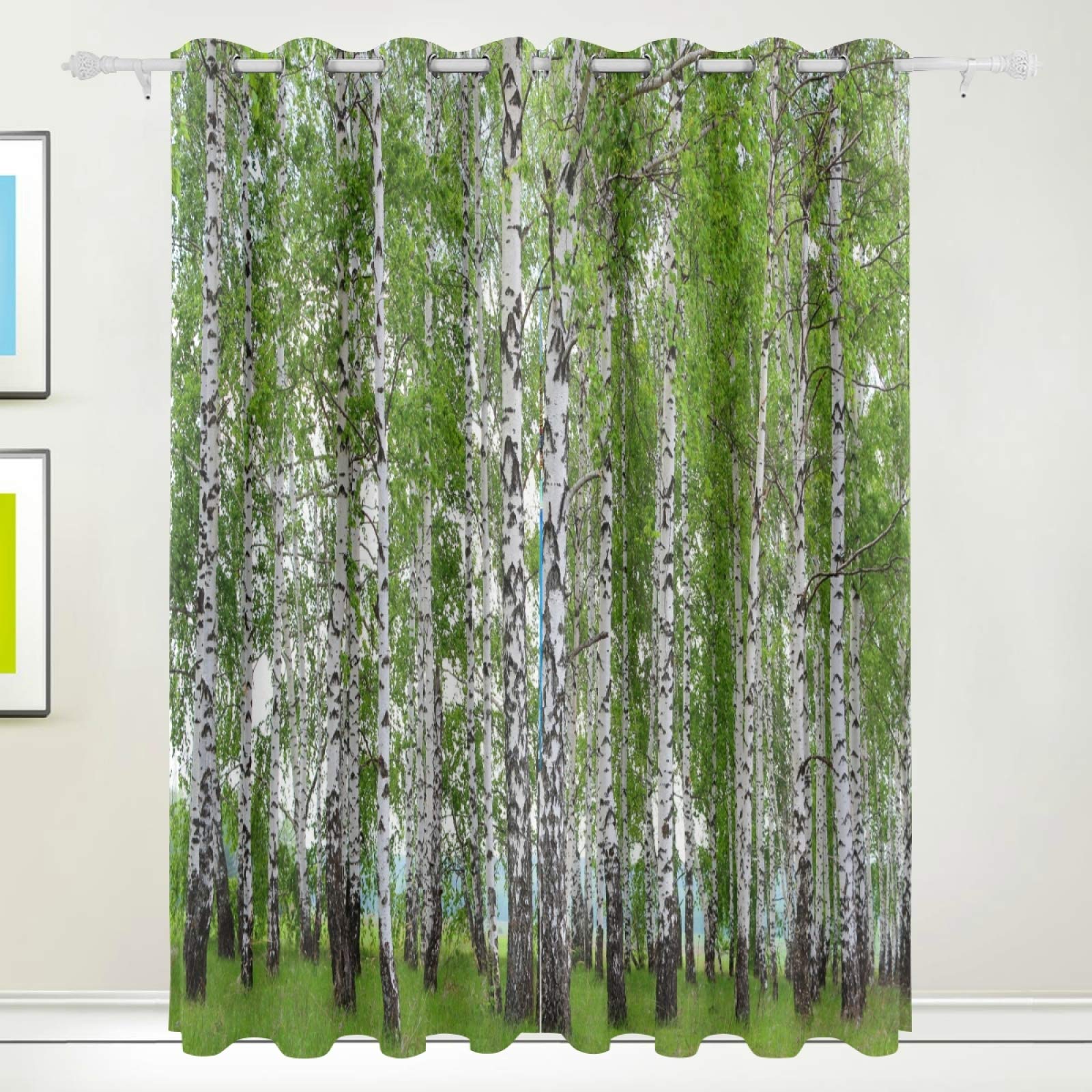 Jack Birch Blackout Curtains 84 Inch Long - 2 Panels Thermal Insulated Darkening Drapes with Light Filtering Tree Pattern for Bedroom & Living Room - Energy Saving Window Treatment for Home Decor