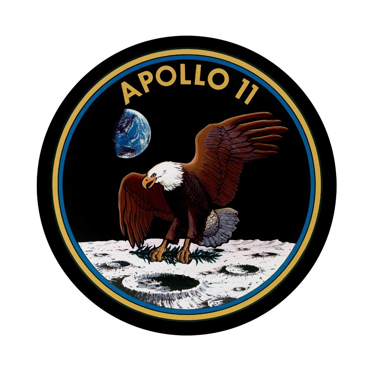 NASA Apollo 11 Patch 8 Inch Round Mousepad - 1/8 Inch Thick Non-Slip Rubber Base - Perfect for Space Enthusiasts, Gamers & Office Use