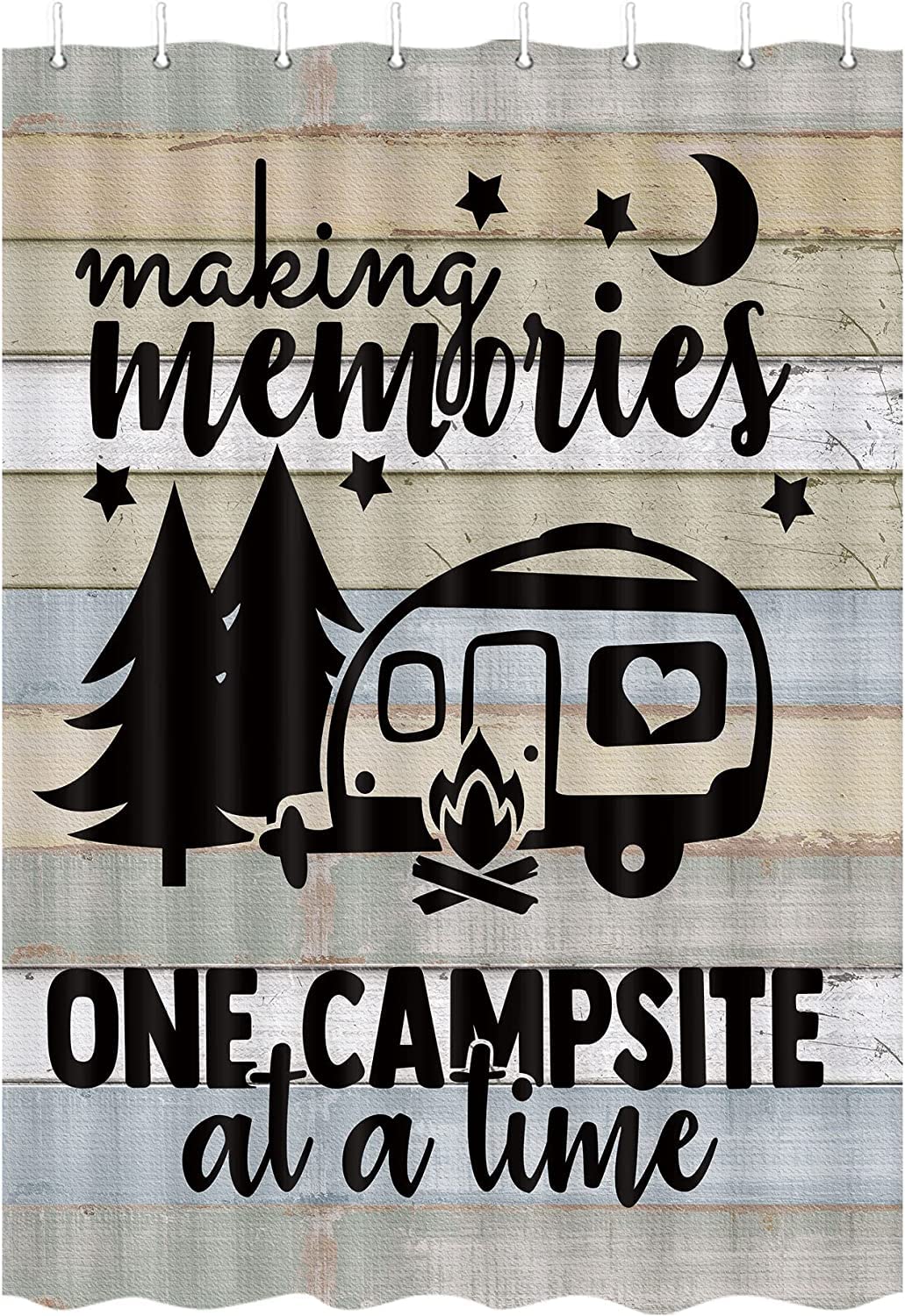 Farmhouse RV Shower Curtain - 36x72 Inch Camping Bathroom Decor with Hooks for Travel Trailers & Campers